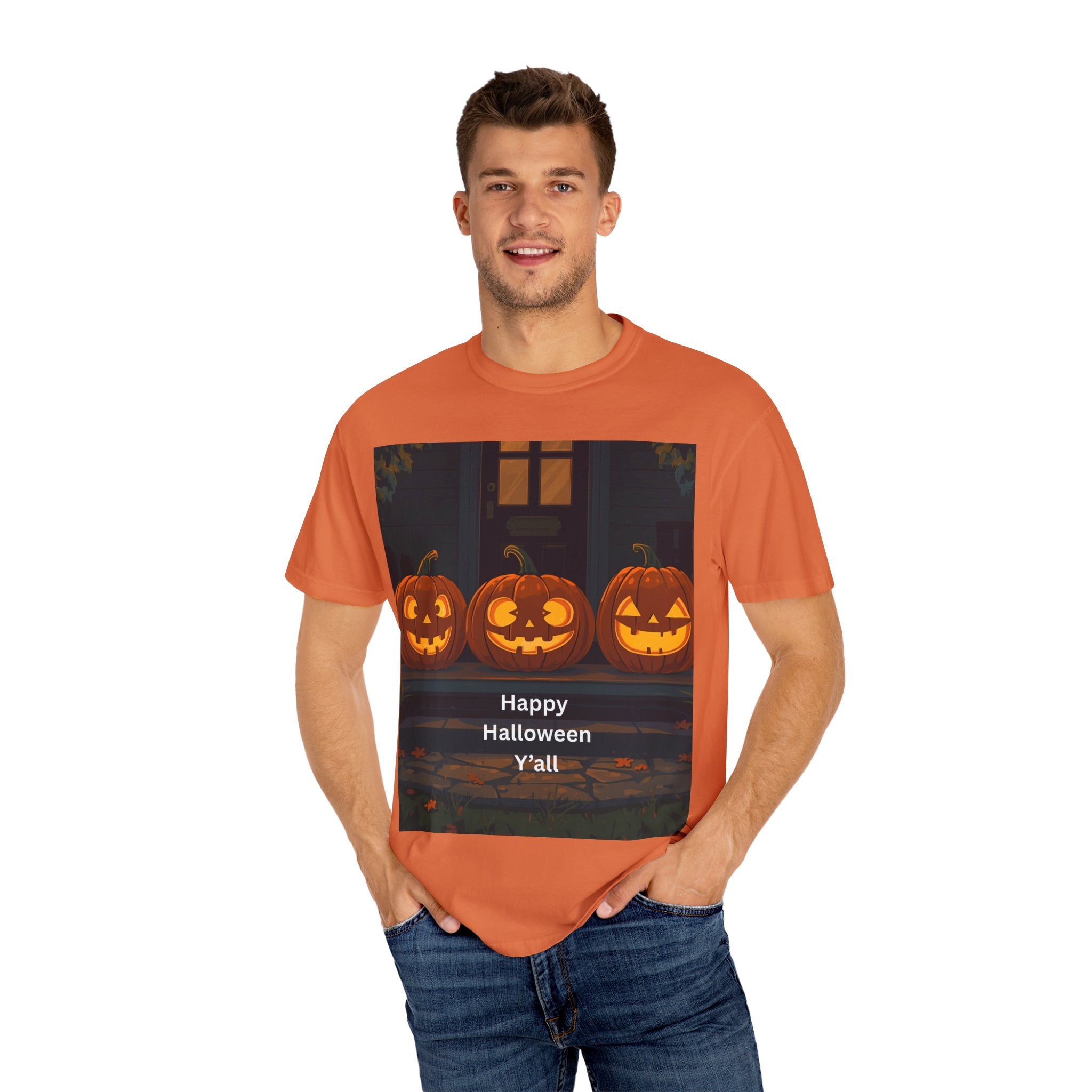 Happy Halloween Unisex T-Shirt, Spooky Season Apparel, Halloween Costume, Fall T-Shirt, Pumpkin Design Shirt, Y'all Graphic Tee