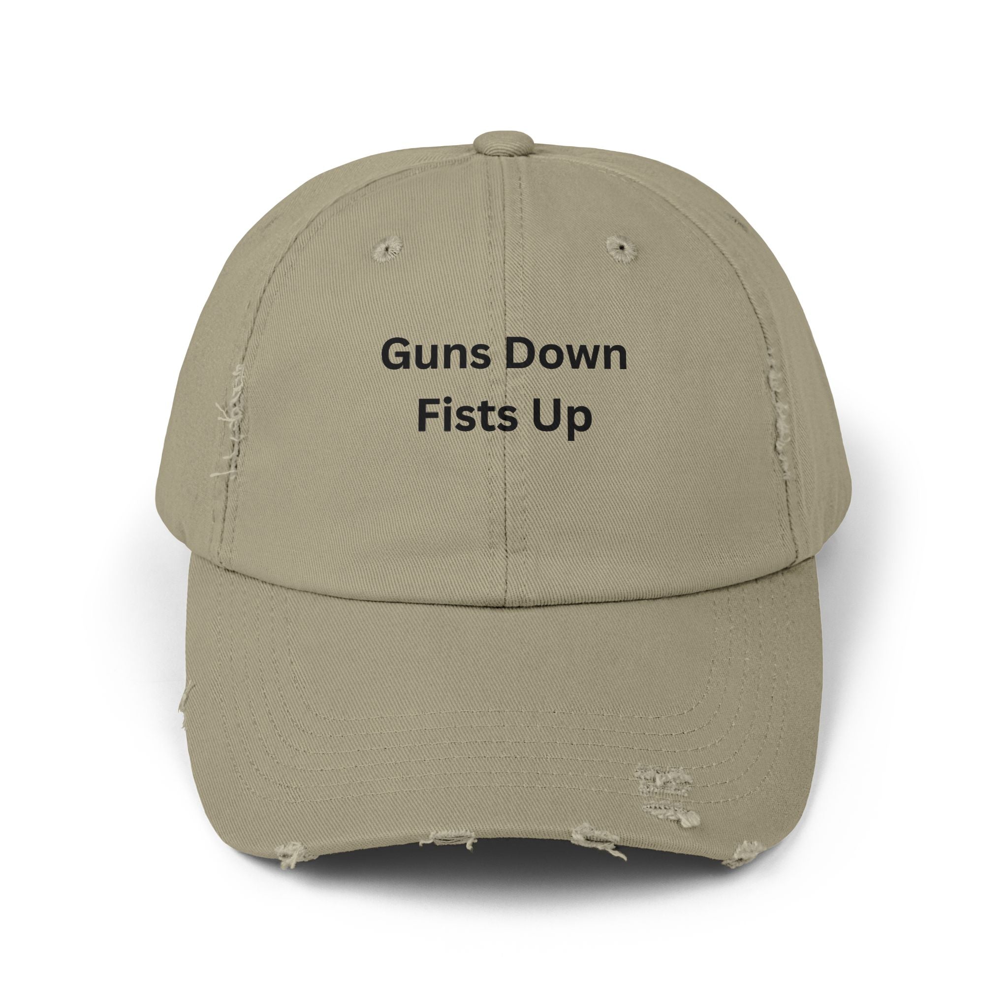 Guns Down Fists Up Unisex Distressed Cap, Casual Hat, Inspirational Headwear, Gift for Friends, Summer Accessories, Everyday Fashion