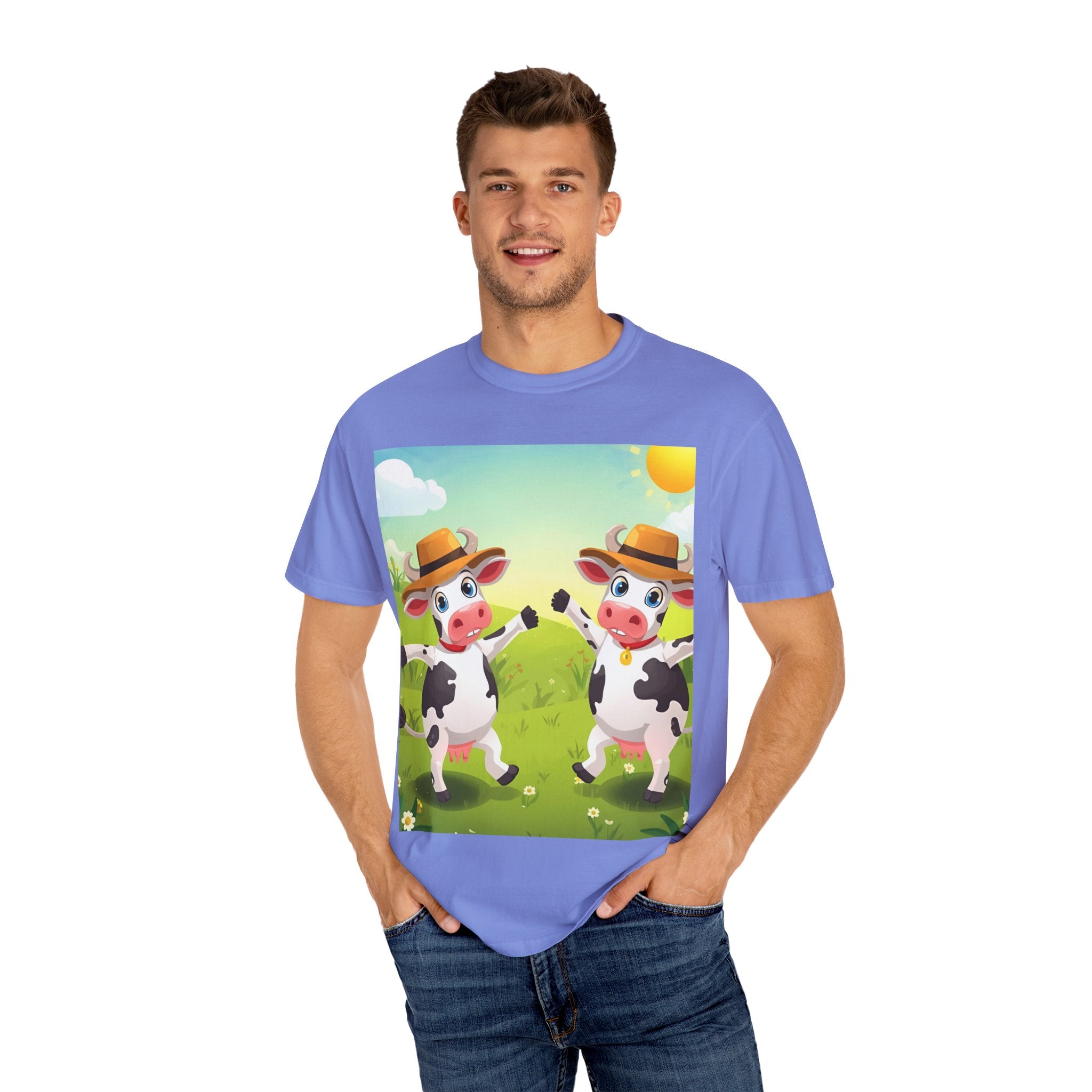Cute Cow Fun Farm Unisex Garment-Dyed T-shirt