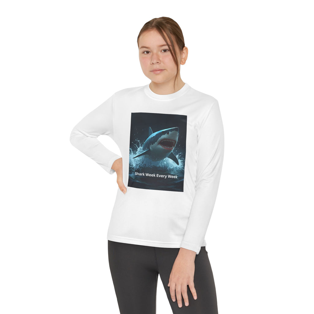 Shark Week Youth Long Sleeve Tee - Funny Ocean Shirt, Kids Gift, Summer Wear, Cool Tee, Swim Shirt, Beach Apparel