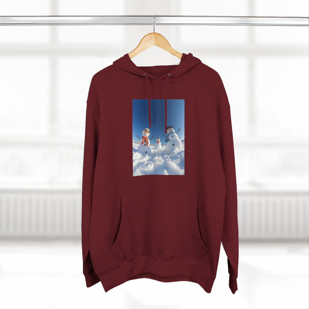 Cozy Fleece Hoodie with Fun Snowmen Design, Winter Wear, Gift for Christmas, Birthday Present, Casual Outfit, Hoodie for Snow Lovers