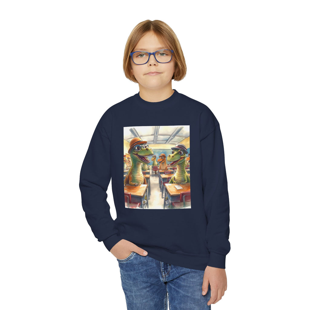 Dinosaur Classroom Youth Crewneck Sweatshirt, Fun Sweater for Kids, Perfect for Birthdays, School Events, Halloween, Unique Gift Idea