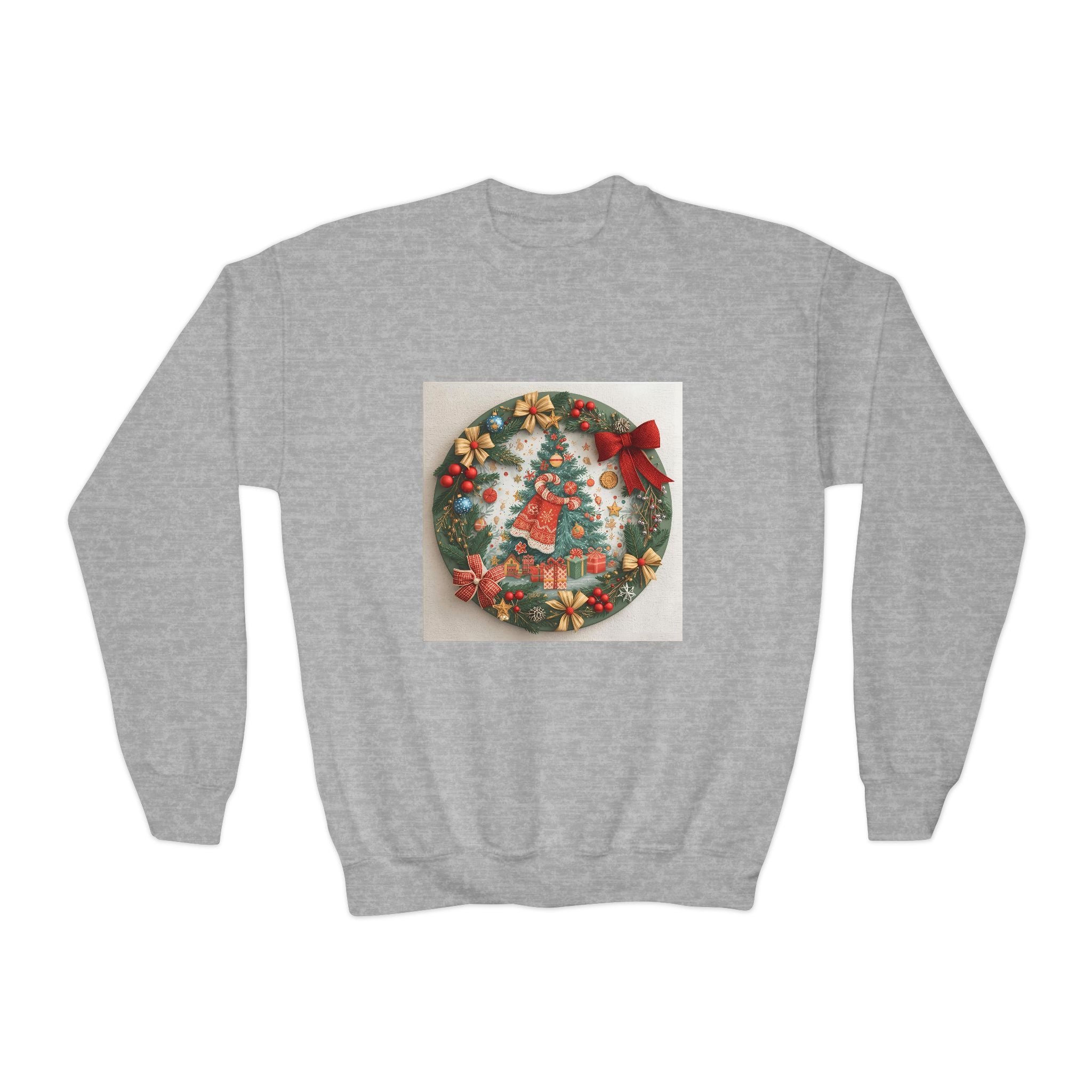 Christmas Wreath Youth Crewneck Sweatshirt