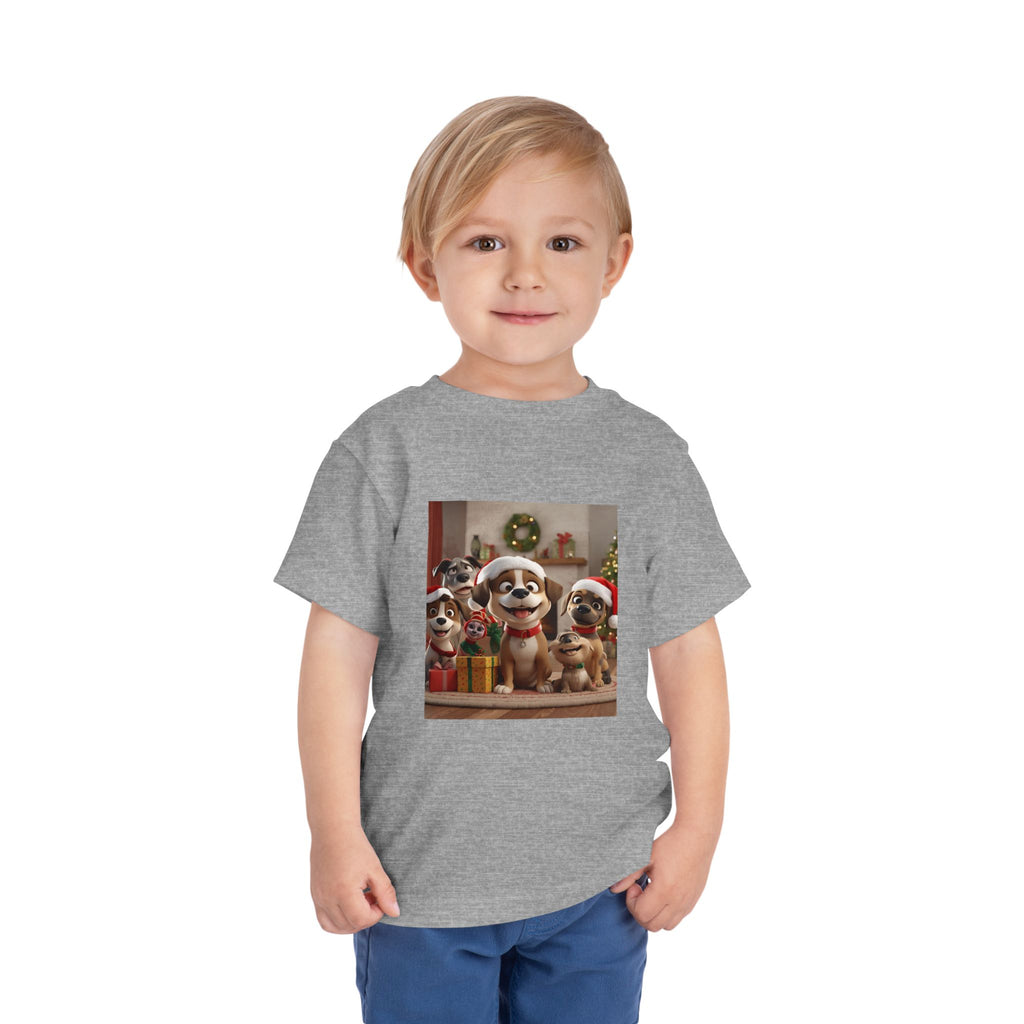 Cute Christmas Festive Puppy Toddler Tee, Cute Dog Christmas Shirt, Kids Holiday Clothing, Animal Lover Gift, Birthday Outfit