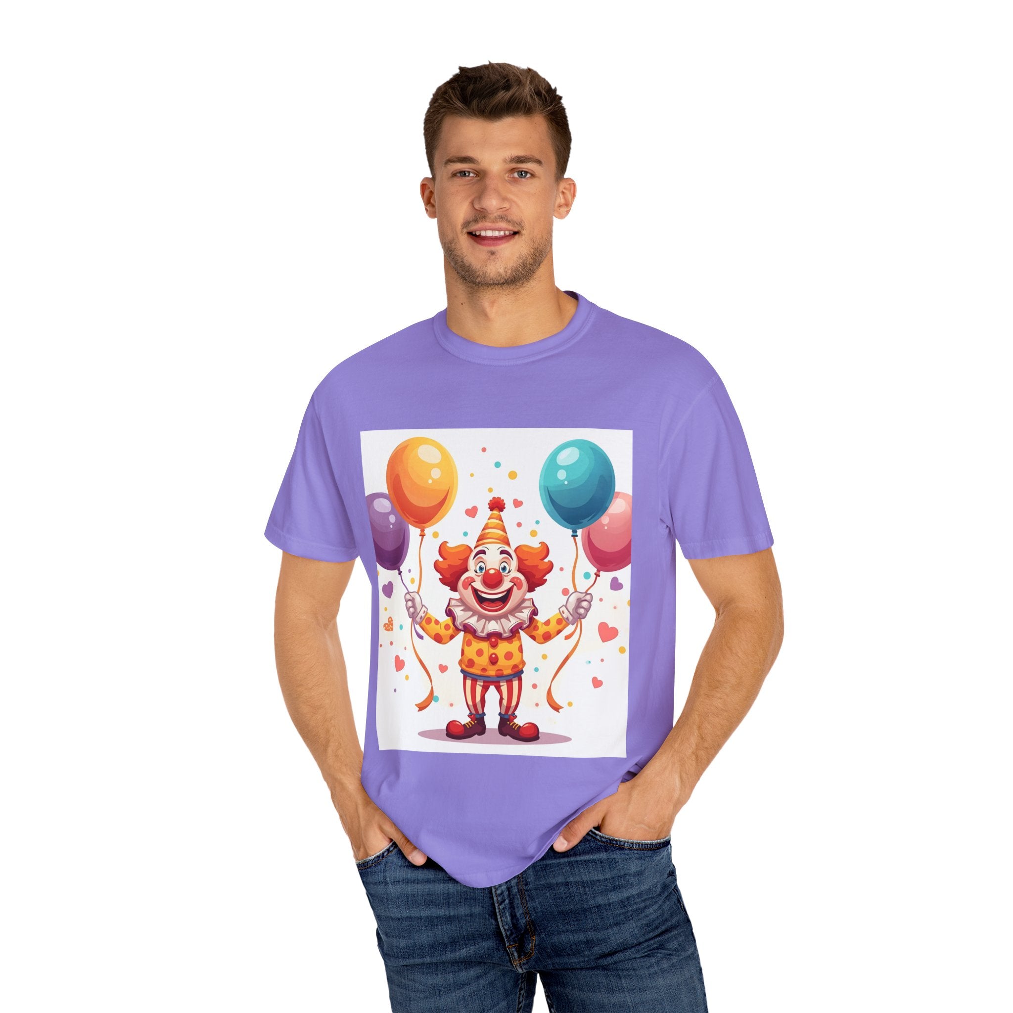 Colorful Clown Balloon T-Shirt, Fun Graphic Tee, Unisex party shirt, Circus themed apparel, Birthday gift for kids