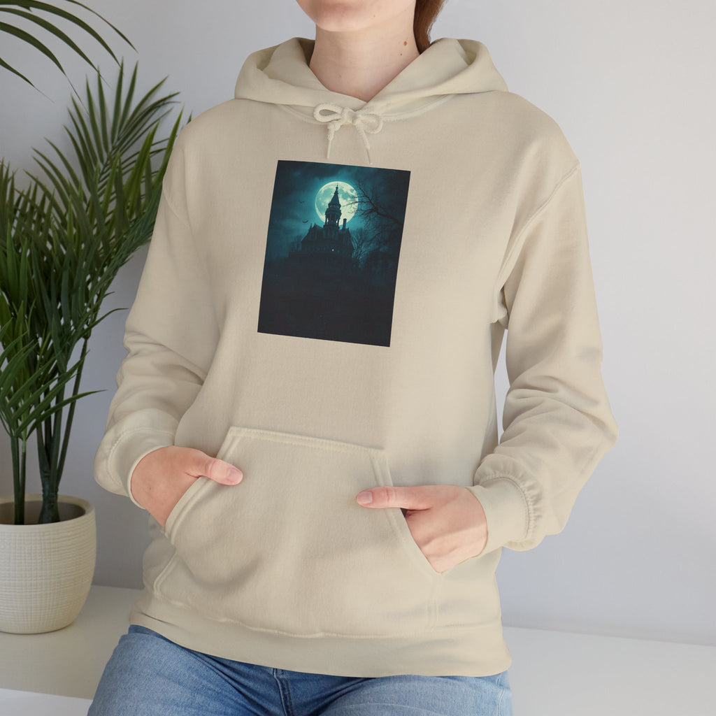 Haunted Moonlight Mystical Nightscape Hooded Sweatshirt - Cozy Casual, Unisex Fashion, Gift Idea, Halloween Apparel, Unique Statement Piece