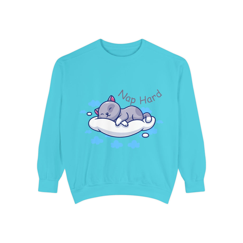 Cozy Cat Nap Hard Unisex Garment-Dyed Sweatshirt