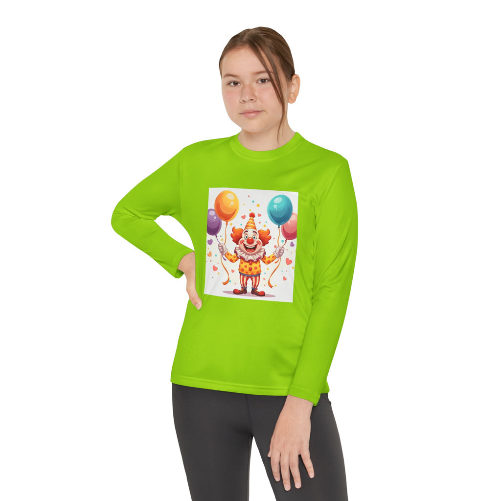 Birthday Clown With Balloons Youth Long Sleeve Competitor Tee
