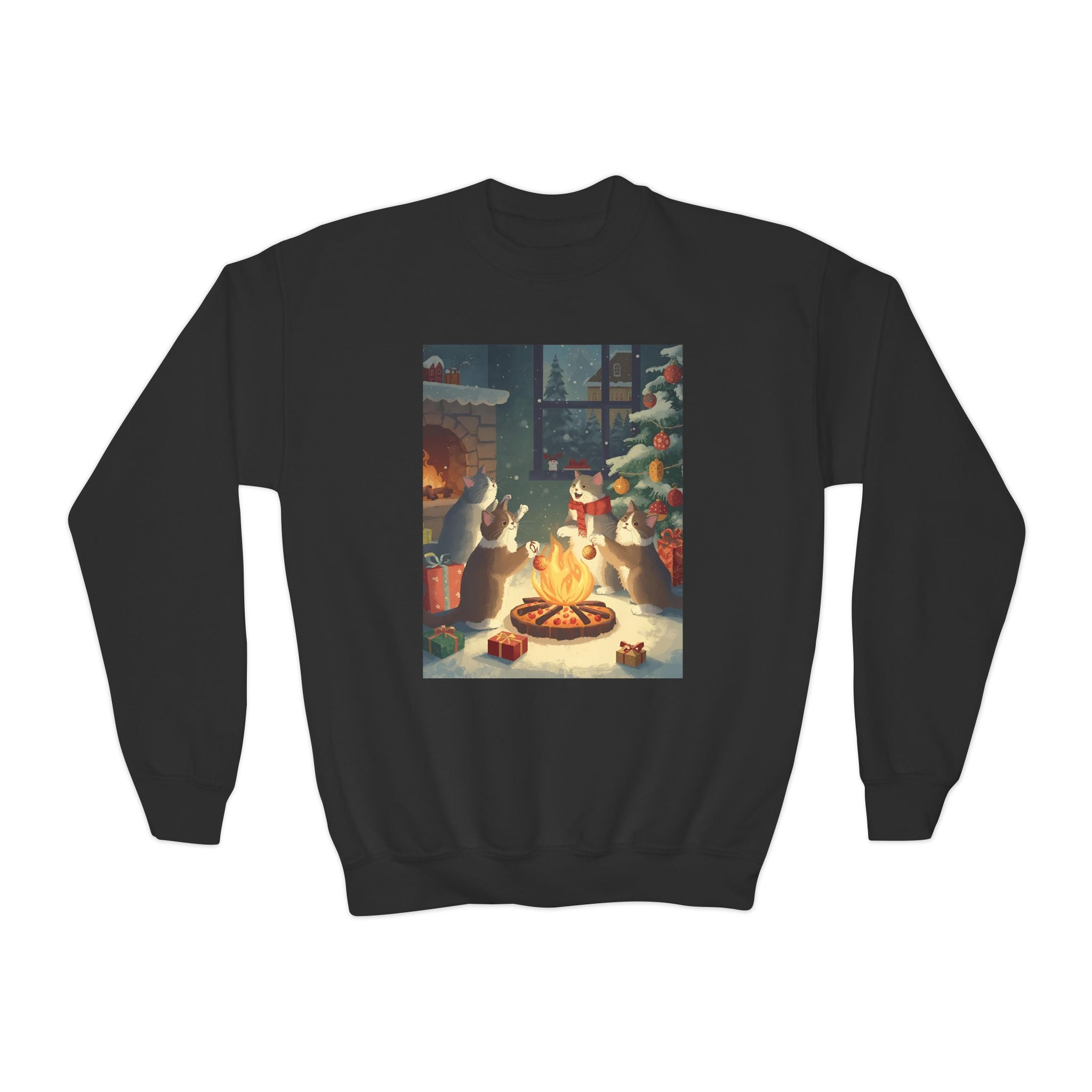 Cute Cats Christmas Youth Crewneck Sweatshirt