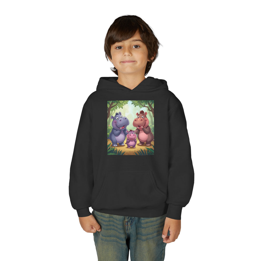 Hippo Cute Youth Heavy Blend Hooded Sweatshirt