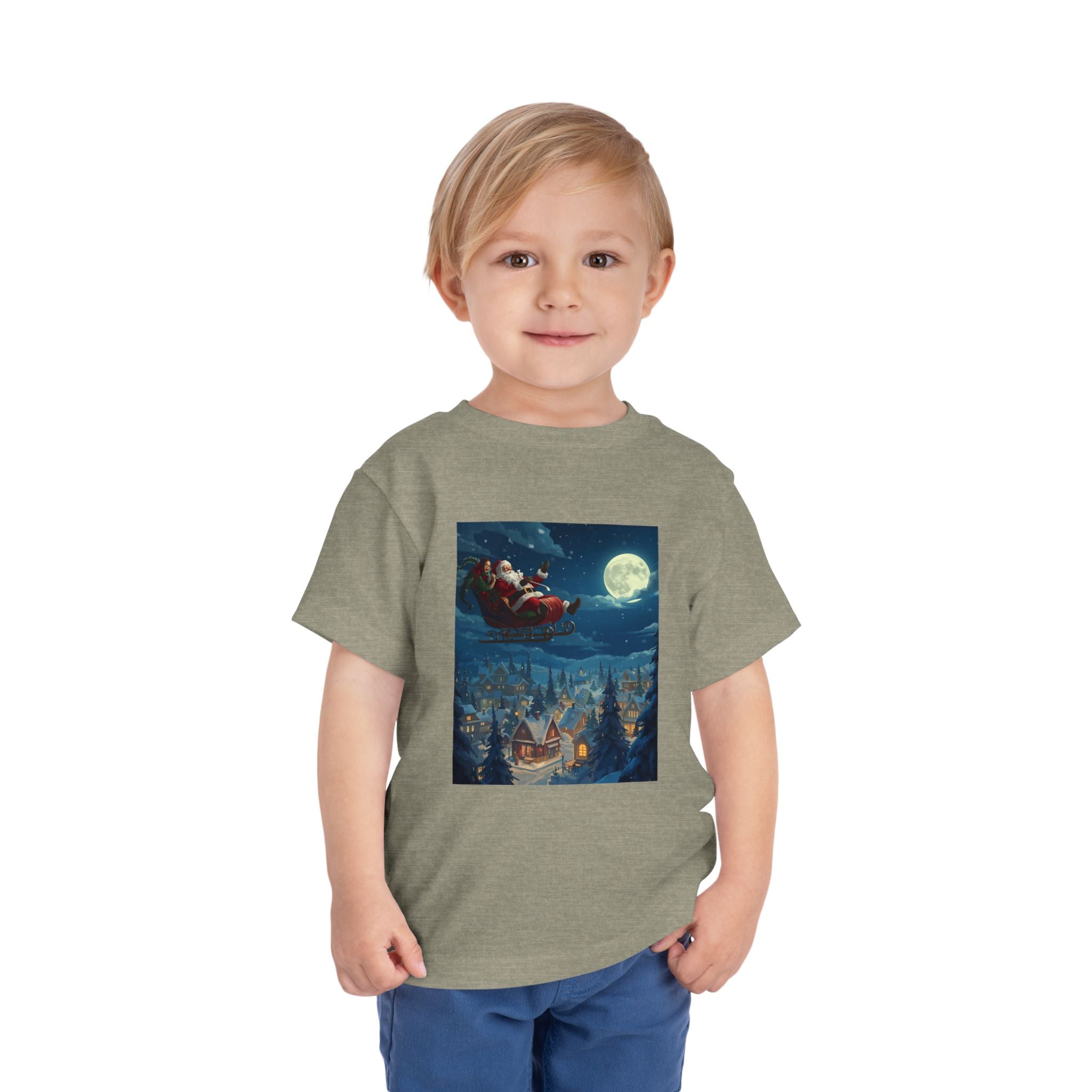 Christmas Santa Sleigh Toddler Short Sleeve Tee