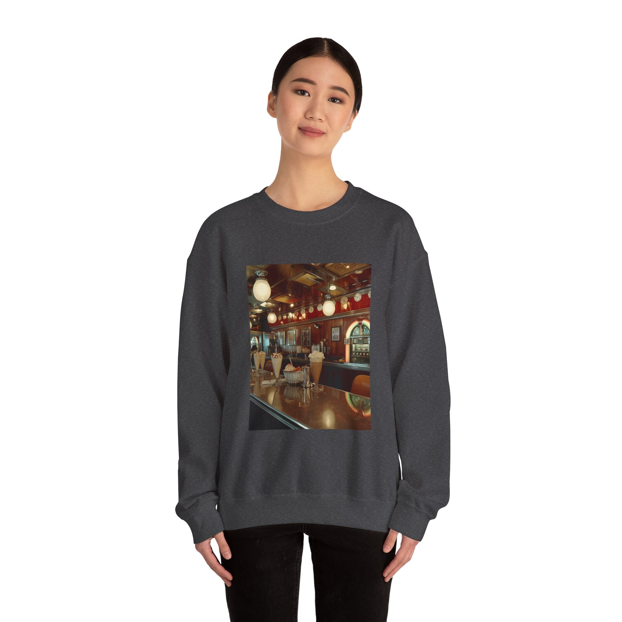 Cozy Café Vibes Sweatshirt, Unisex Crewneck, Coffee Lover Gift, Retro Coffee Shop Aesthetic, Perfect for Fall, Great for Lounging