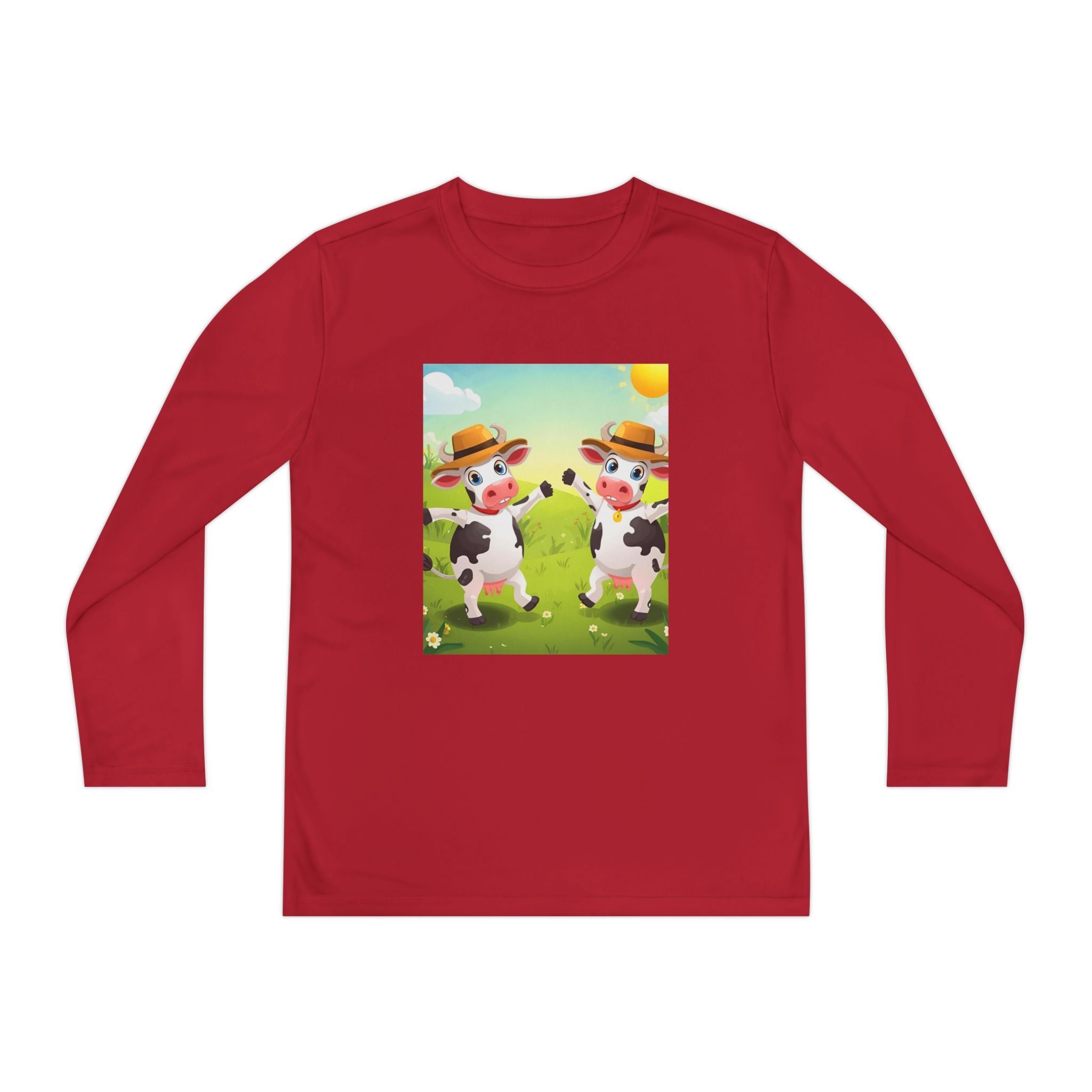 Cute Cows Farm Fun Youth Long Sleeve Competitor Tee