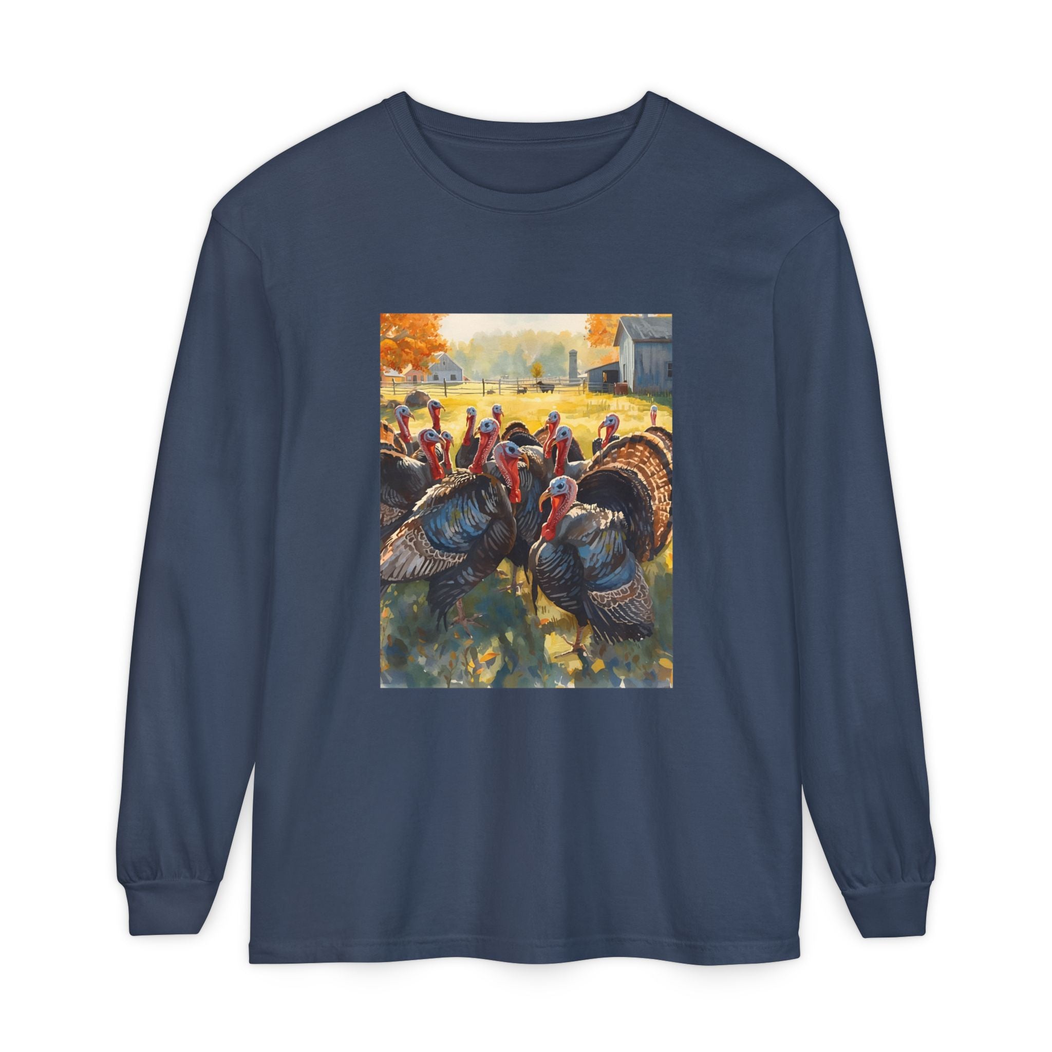 Thanksgiving Turkey Unisex Garment-dyed Long Sleeve T-Shirt