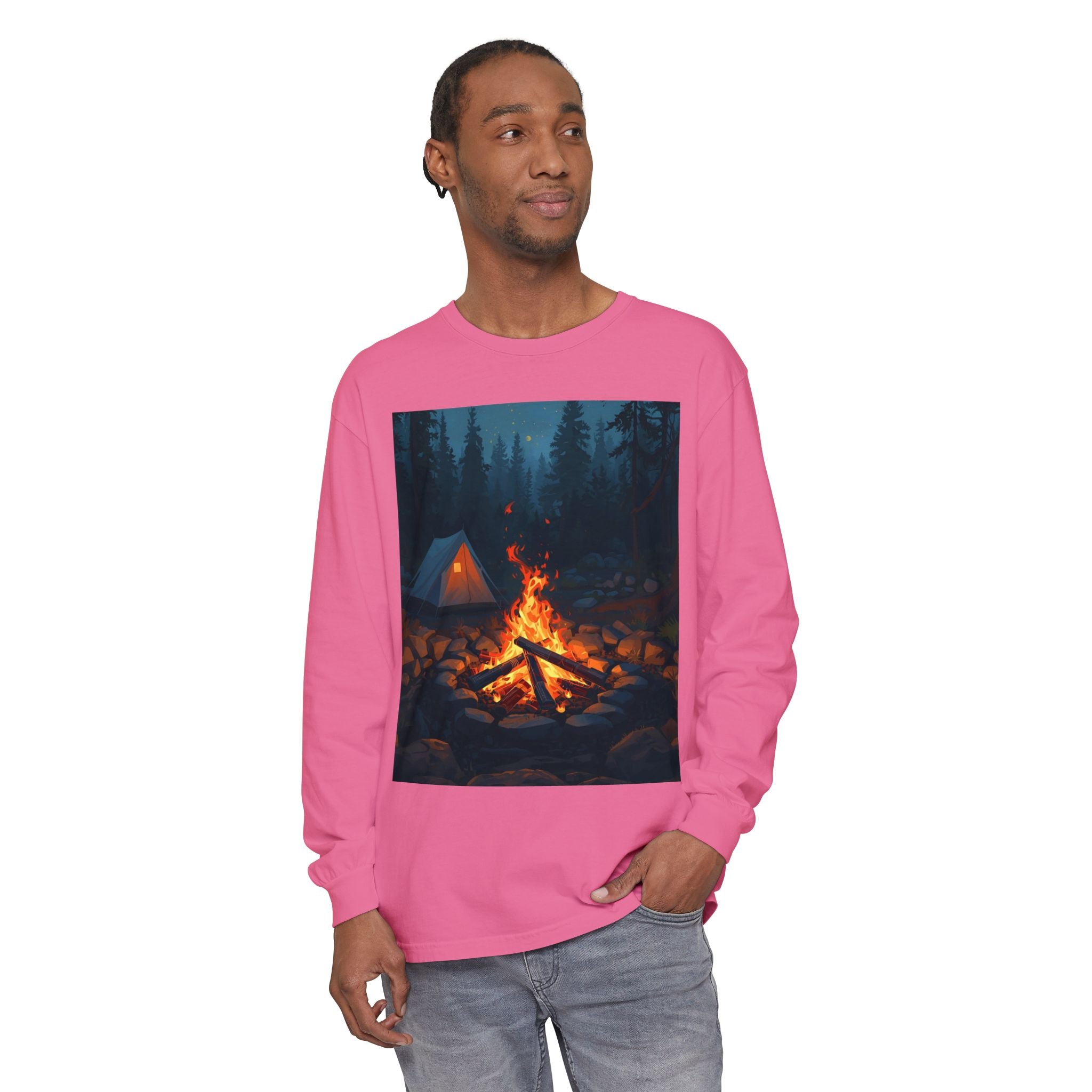 Camping Vibes Long Sleeve T-Shirt | Outdoor Adventure Shirt, Cozy Gift for Campers, Bonfire, Nature Lovers, Unisex Tee