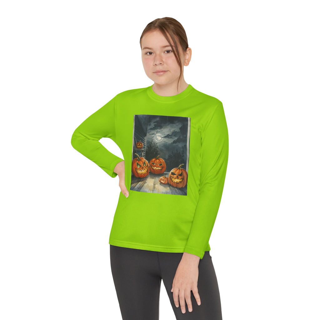 Halloween Pumpkin Spooky Youth Long Sleeve Competitor Tee