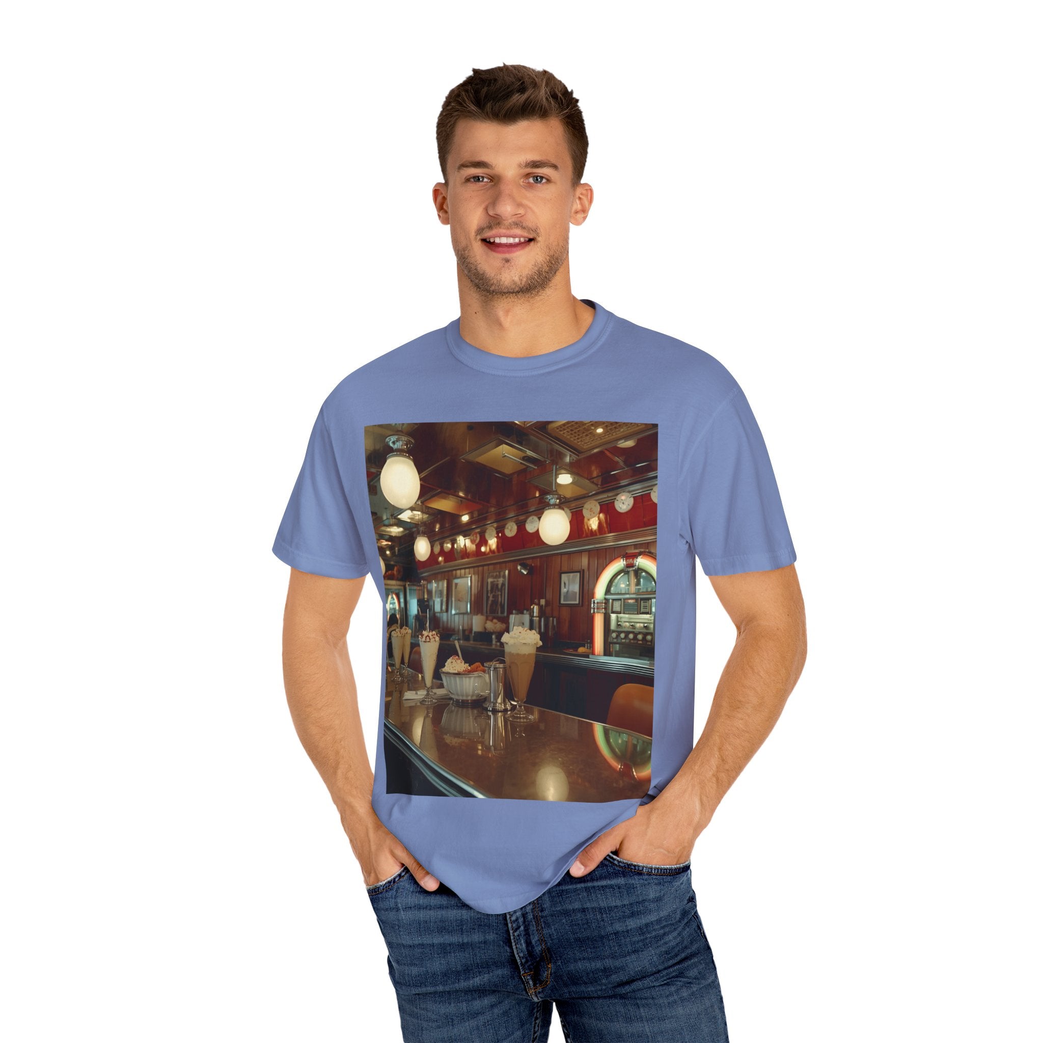 Cozy Cafe Vibe T-Shirt | Unisex Garment-Dyed Tee for Casual Outings, Vintage Style, Ice Cream Lovers, Retro Aesthetic, Everyday Wear