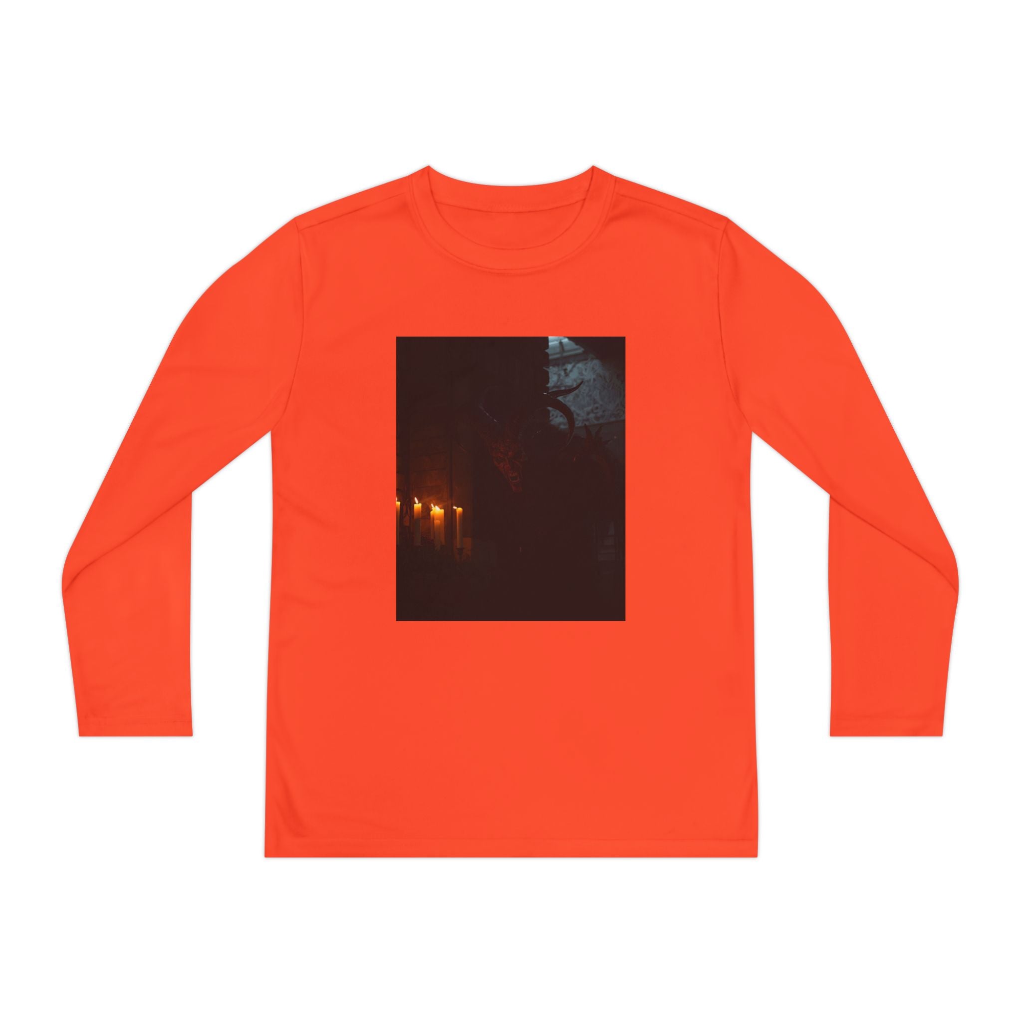 Spooky Halloween Pumpkin Shadow Youth Long Sleeve Competitor Tee