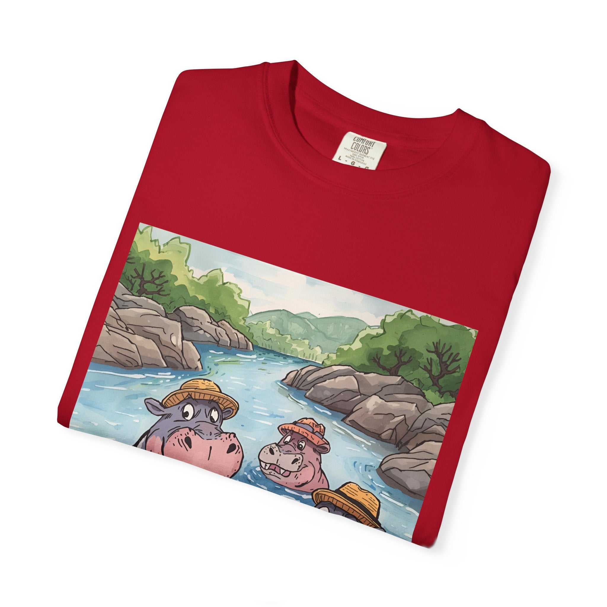 Hippo Adventure Unisex T-Shirt, Cute Animal Tee, Gift for Nature Lovers, Casual Wear, Birthday and Summer Vibe