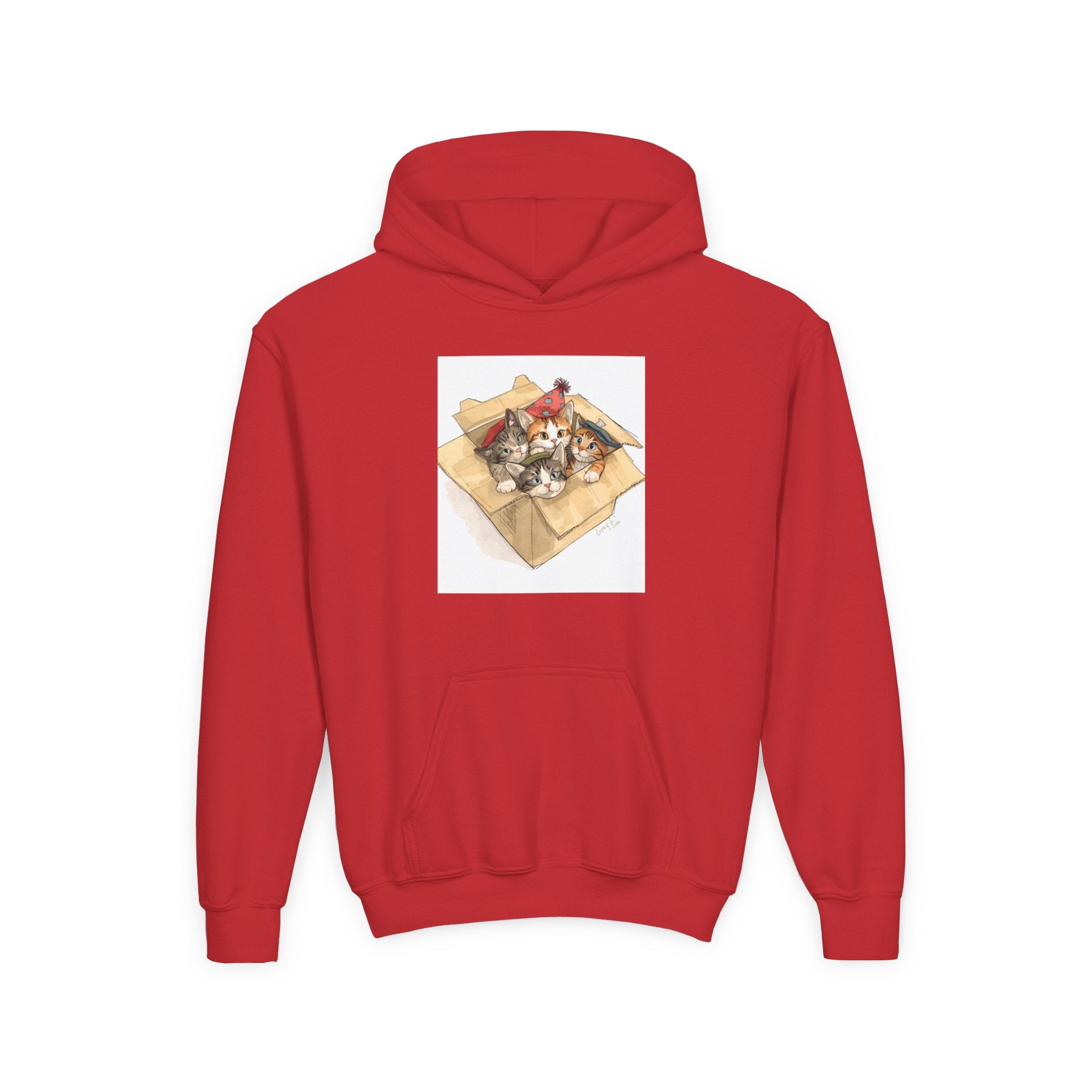 Cute Kittens In Box Youth Heavy Blend Hooded Sweatshirt