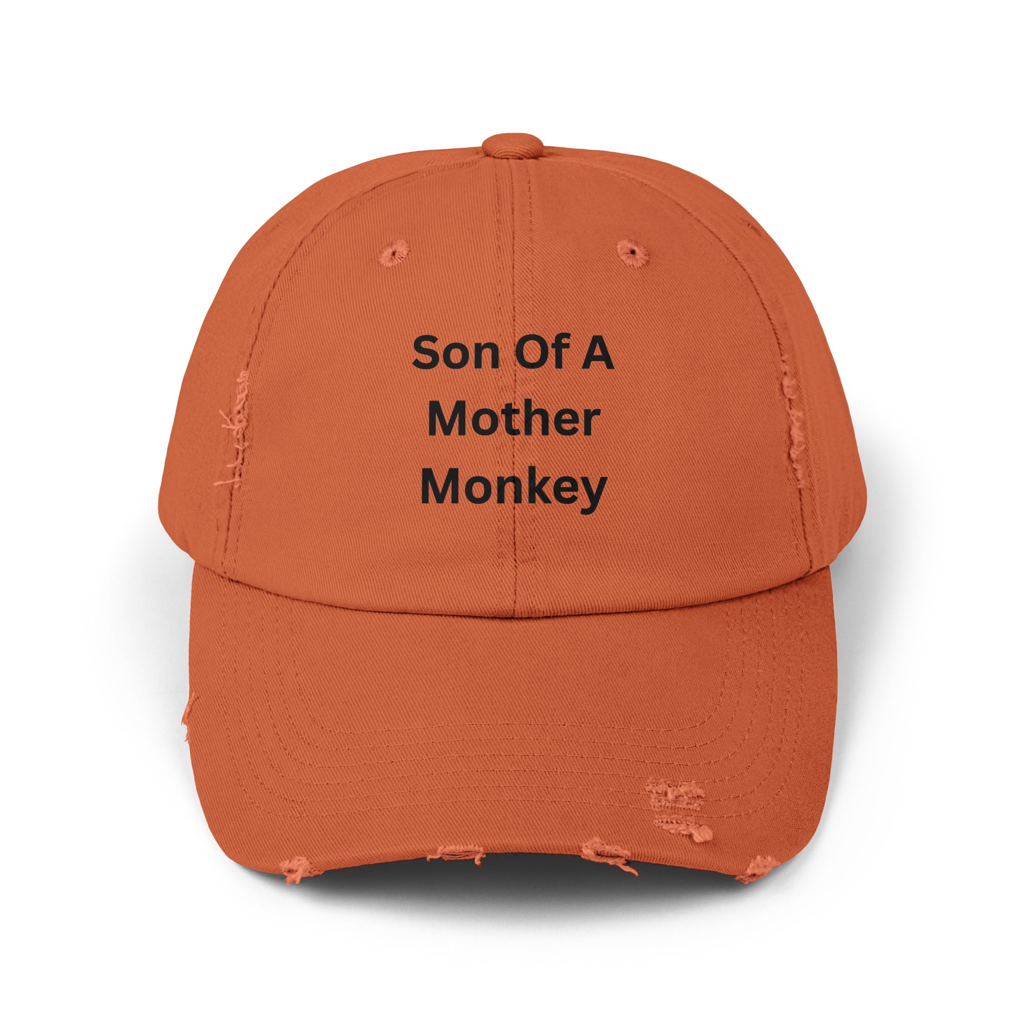 Unisex Distressed Cap featuring 'Son Of A Mother Monkey', Funny Gift, Casual Style, Birthday Hat, Everyday Wear, Unique Statement Cap