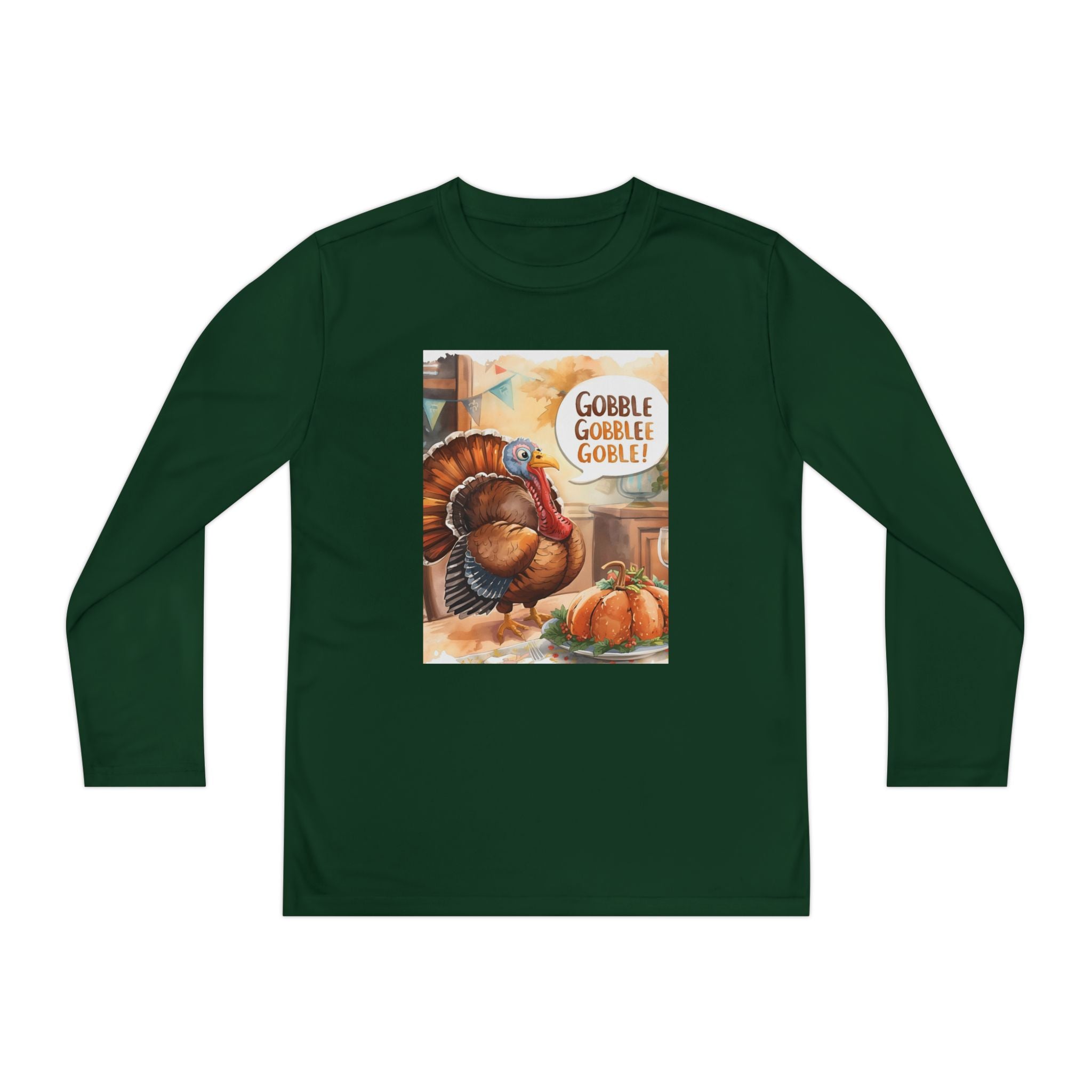 Thanksgiving Turkey Youth Long Sleeve Competitor Tee