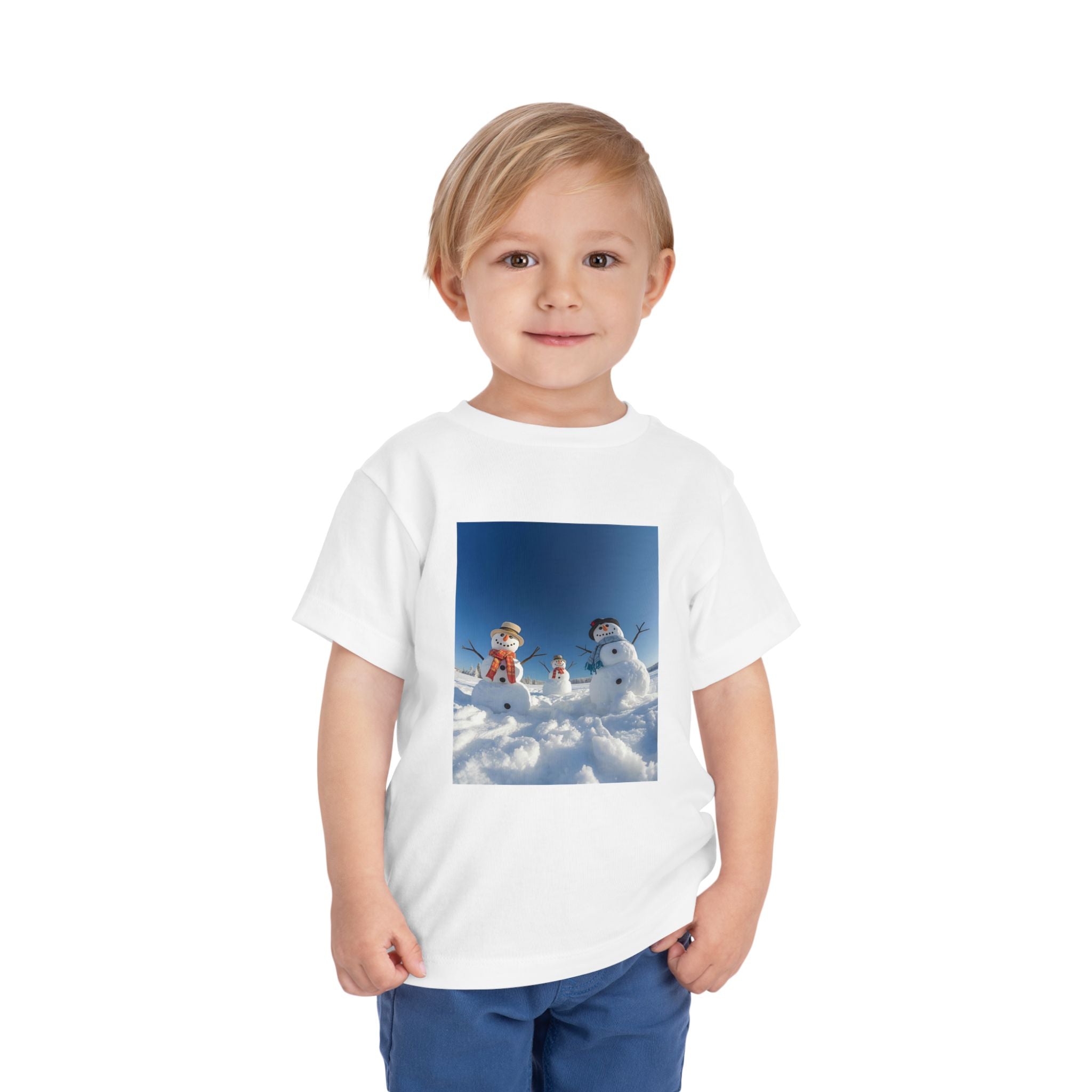 Festive Christmas Snowman Family Toddler Short Sleeve Tee