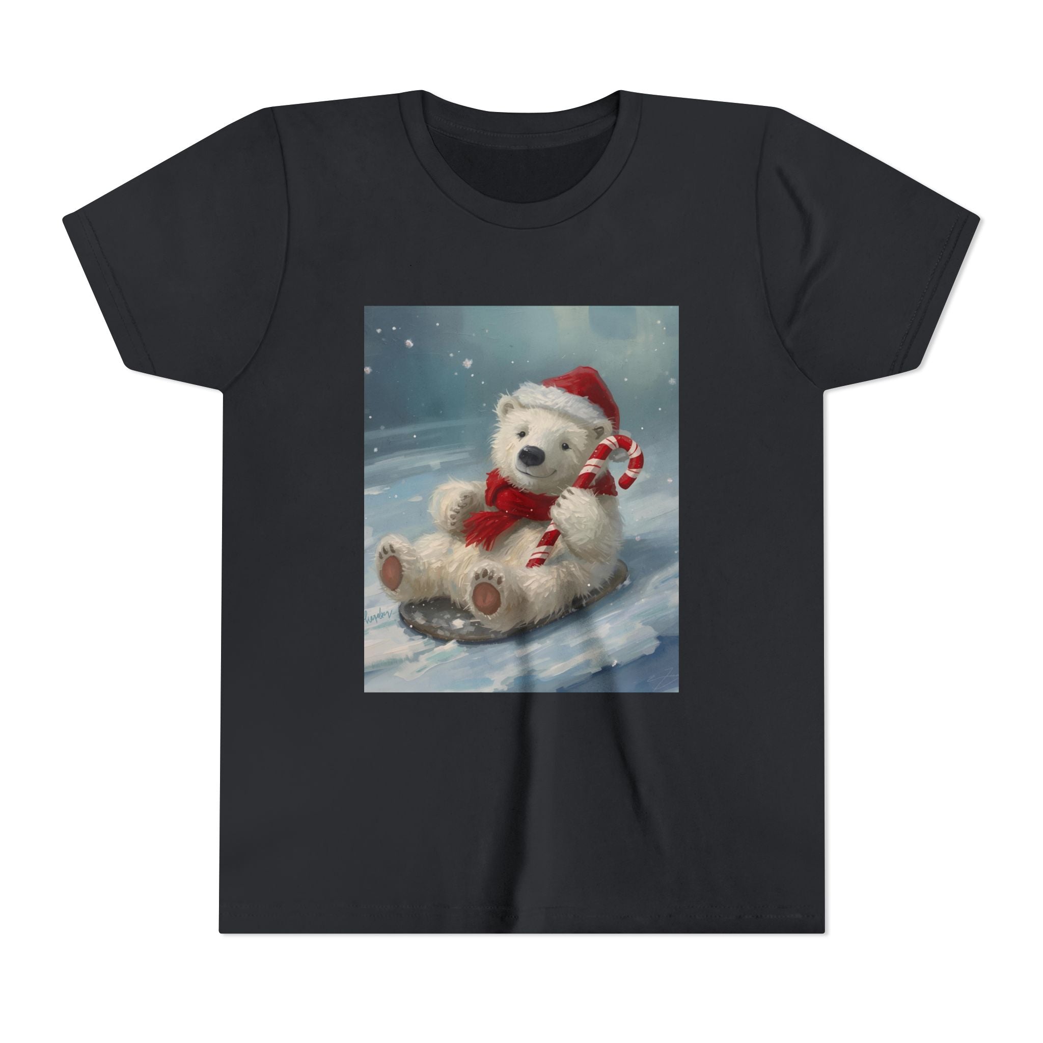 Cute Christmas Bear Youth Short Sleeve Tee