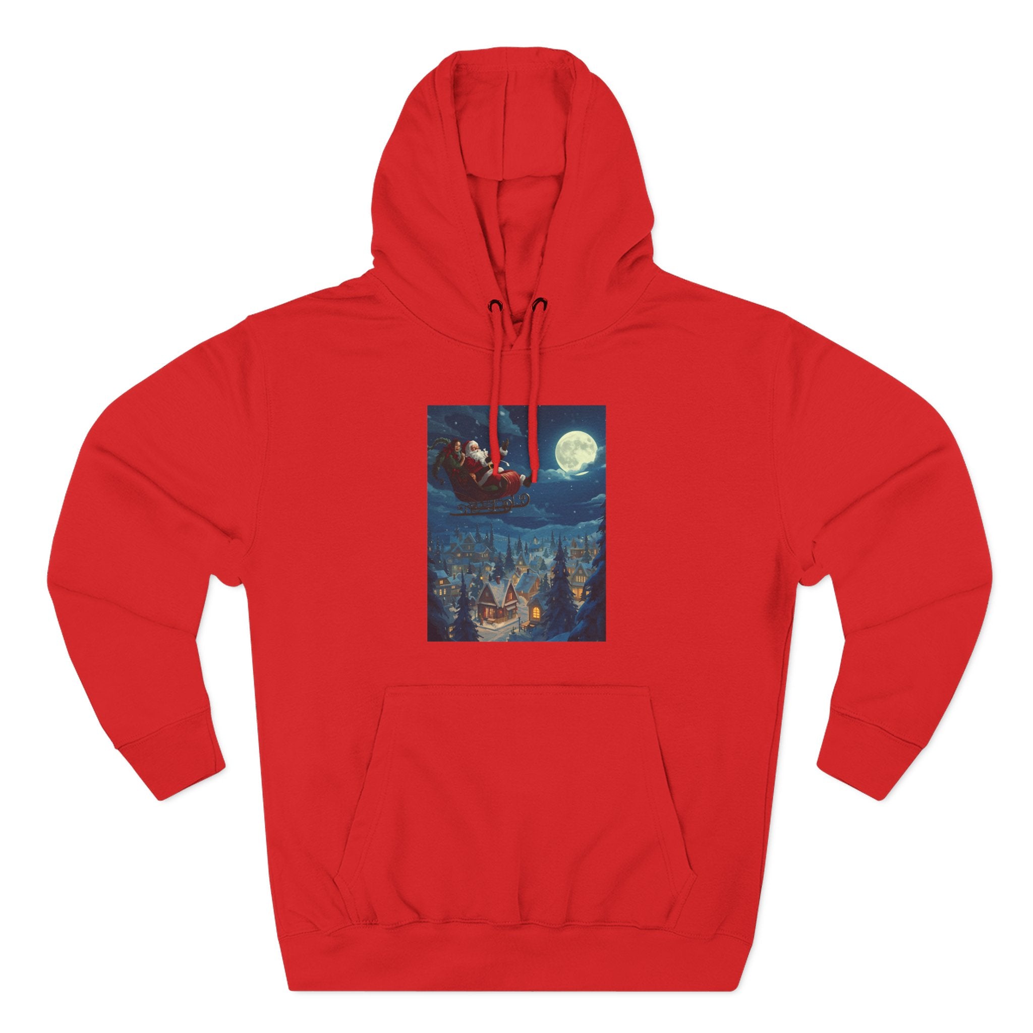 Christmas Santa Sleigh Three-Panel Fleece Hoodie