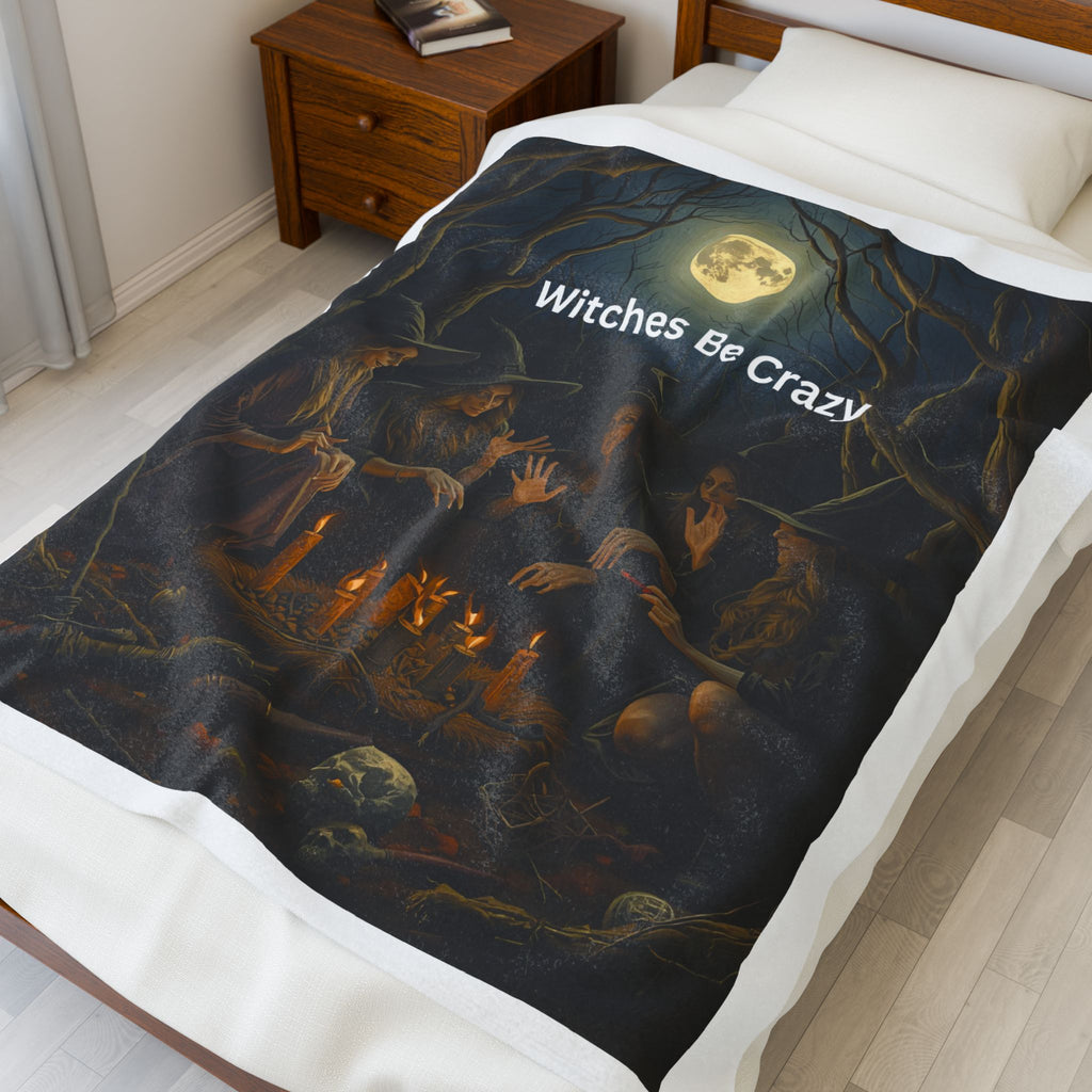 Witches Be Crazy Velveteen Plush Blanket