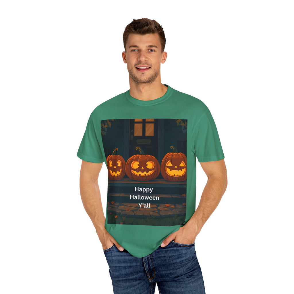 Happy Halloween Unisex T-Shirt, Spooky Season Apparel, Halloween Costume, Fall T-Shirt, Pumpkin Design Shirt, Y'all Graphic Tee