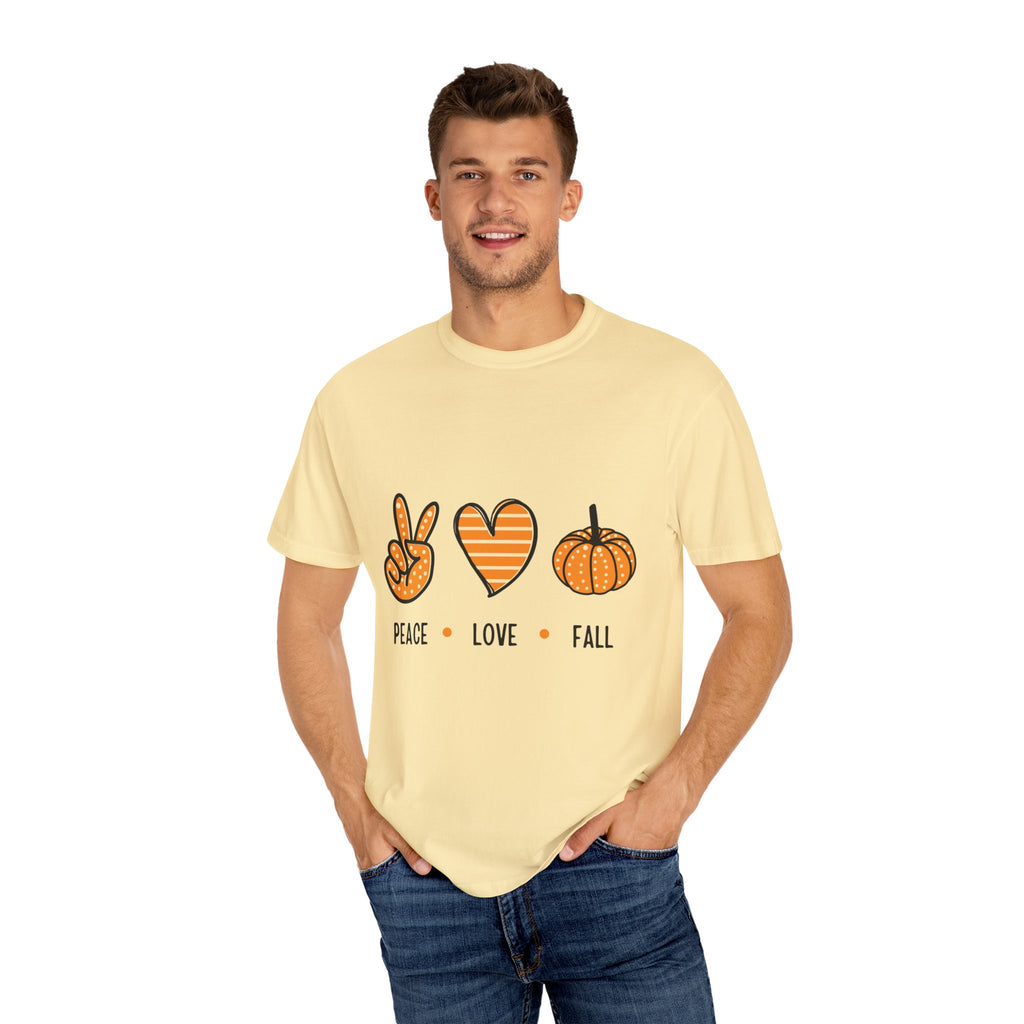 Autumn Vibes T-Shirt, Peace Love Fall Tee, Unisex Fall Shirt, Casual Harvest Top, Thanksgiving Gift, Cozy Seasonal Wear