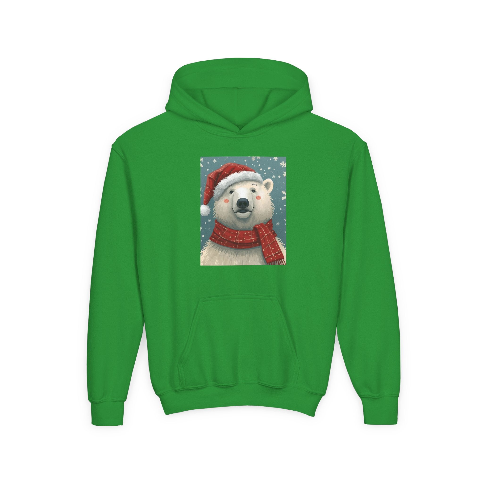 Cozy Polar Bear Christmas Hoodie, Holiday Sweatshirt for Kids, Winter Wear, Gift Idea, Cute Kids Hooded Sweatshirt