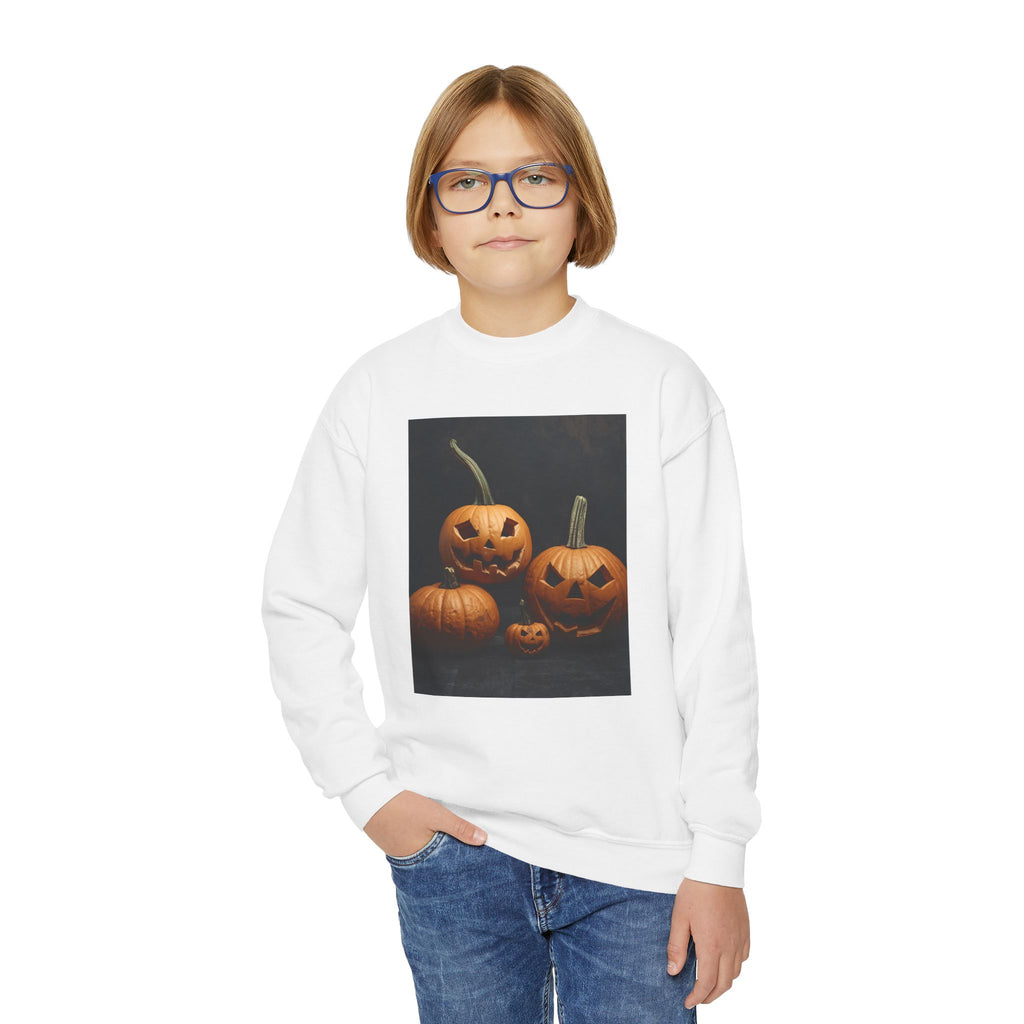 Spooky Halloween Pumpkin Youth Crewneck Sweatshirt