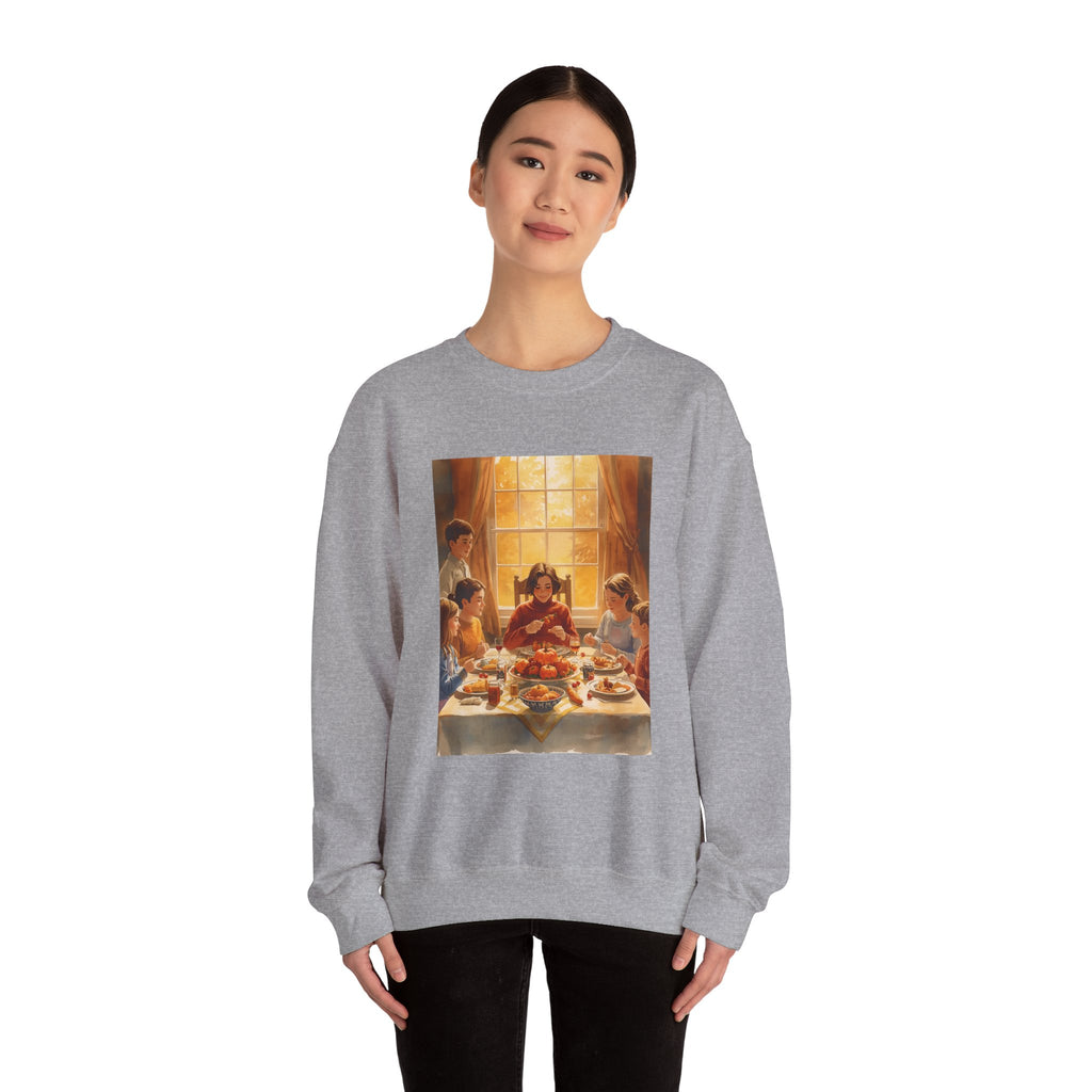 Cozy Family Dinner Crewneck Sweatshirt | Warm Winter Apparel, Casual Layering, Gift for Holidays, Family Gatherings, Nostalgic Artwork