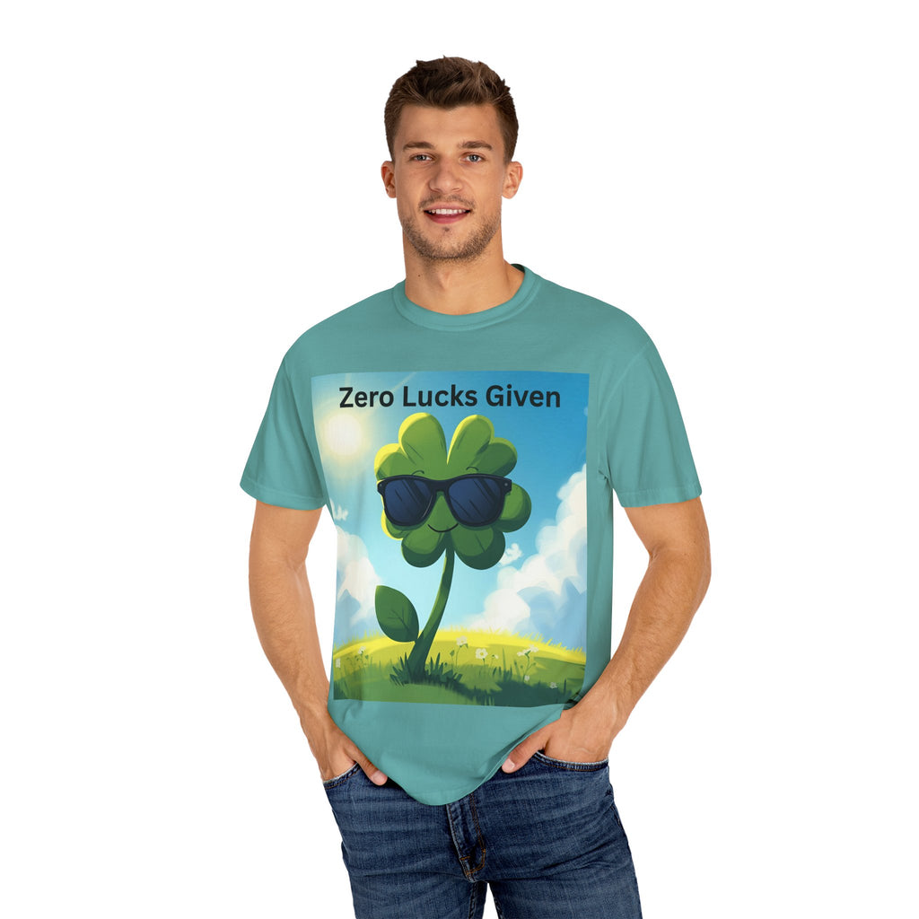 Zero Lucks Given T-Shirt, Fun Graphic Tee, Unisex Casual Shirt, St. Patrick's Day Gift, Lucky Charm Apparel, Summer Outfit