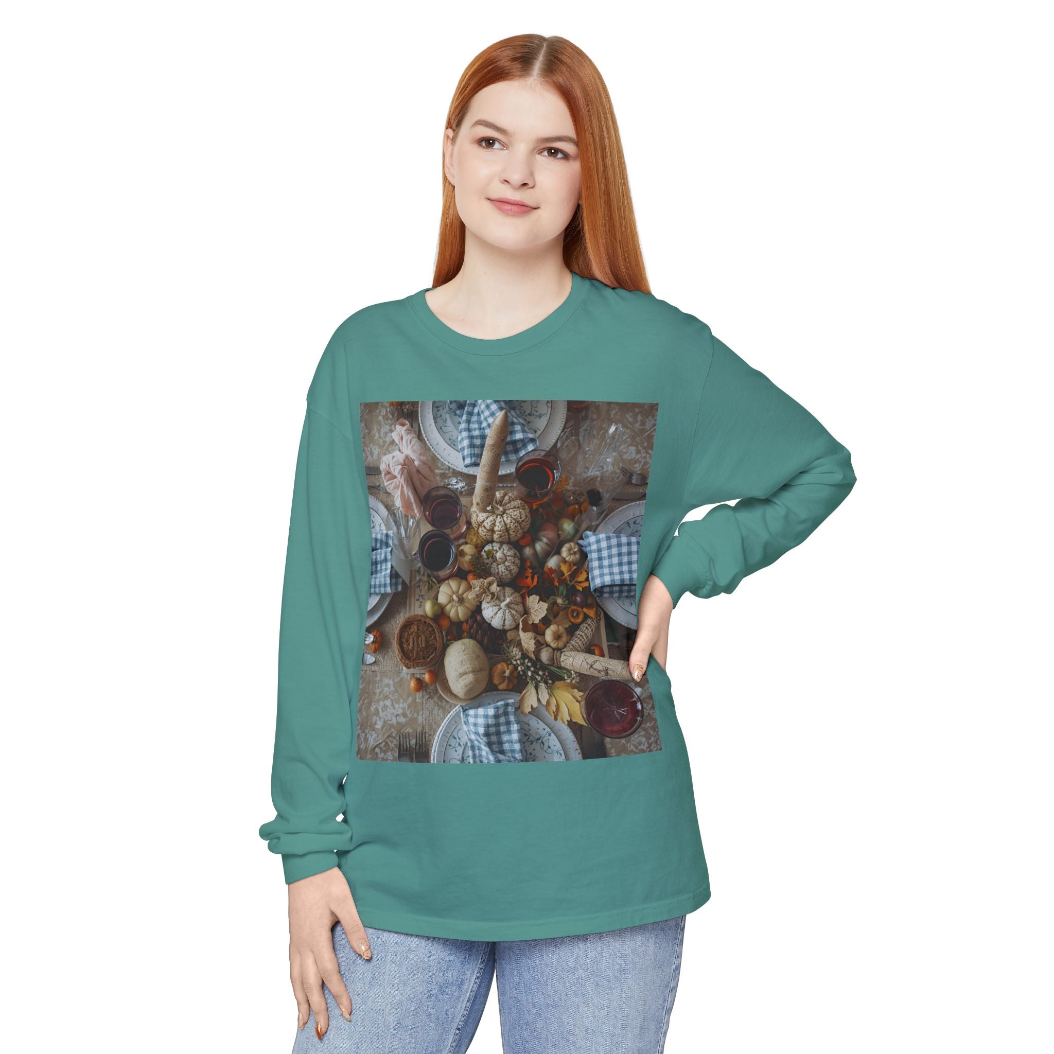 Rustic Gatherings Festive Long Sleeve T-Shirt for Gatherings, Casual Wear, Thanksgiving Shirt, Cozy Gift, Holiday Celebration Tee