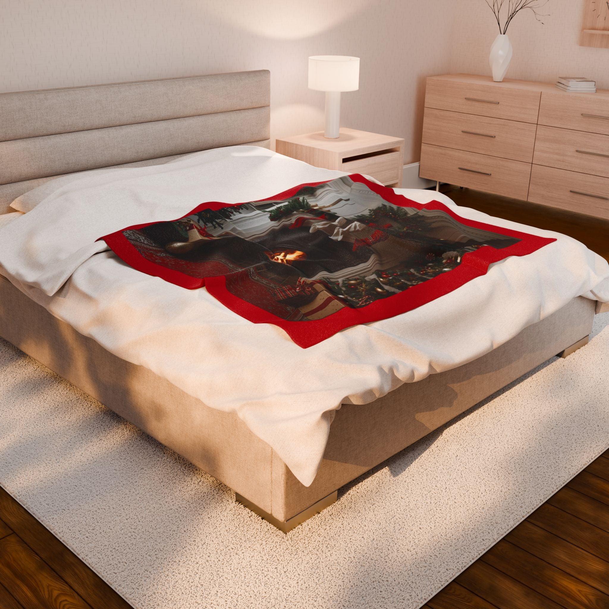 Cozy Velveteen Plush Blanket | Holiday Decor Couch Throw, Christmas Gift, Soft Luxury Blanket, Warm Home Accent, Seasonal Snuggle