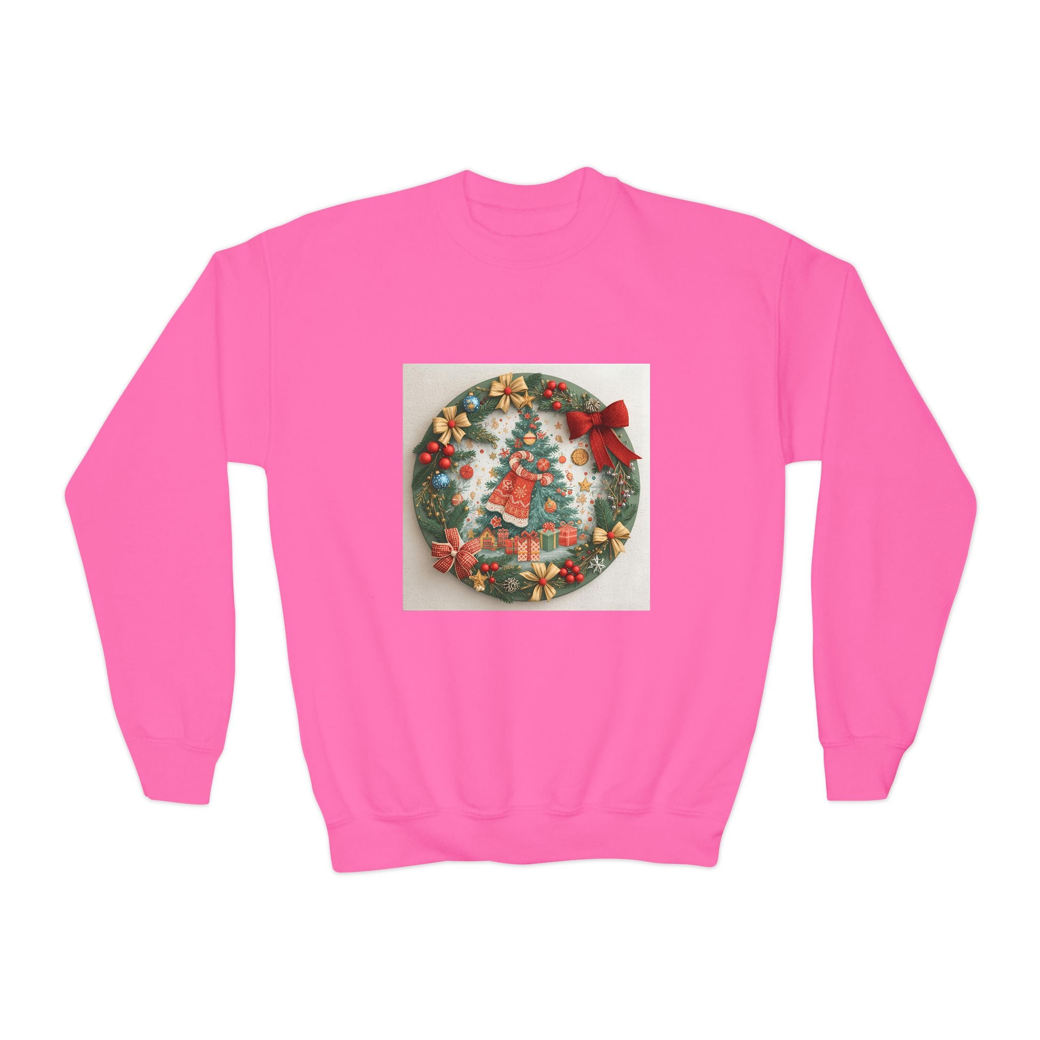 Christmas Wreath Youth Crewneck Sweatshirt