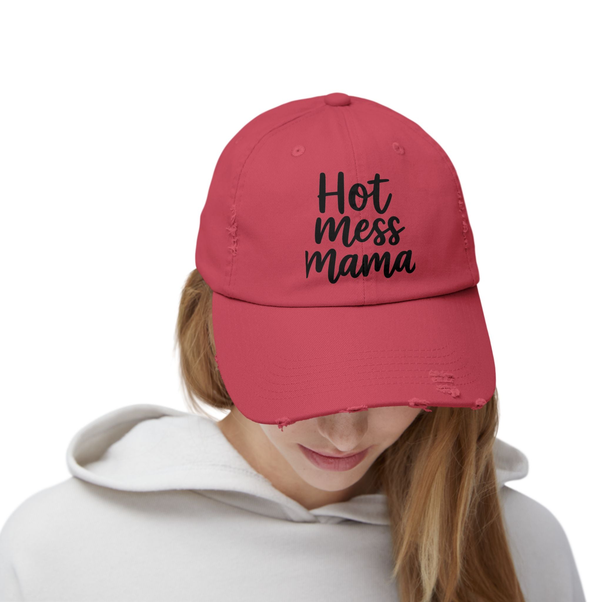 Mama Mode Hot Mess Mama Distressed Cap — Funny Mom Baseball Hat