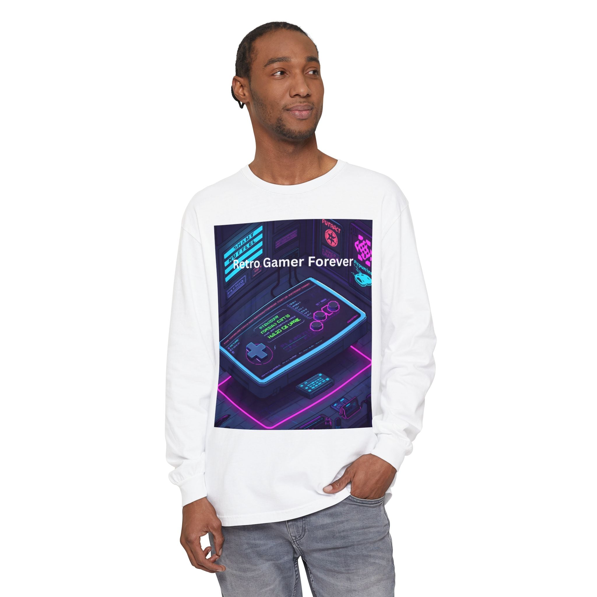 Retro Game Controller Unisex Garment-dyed Long Sleeve T-Shirt