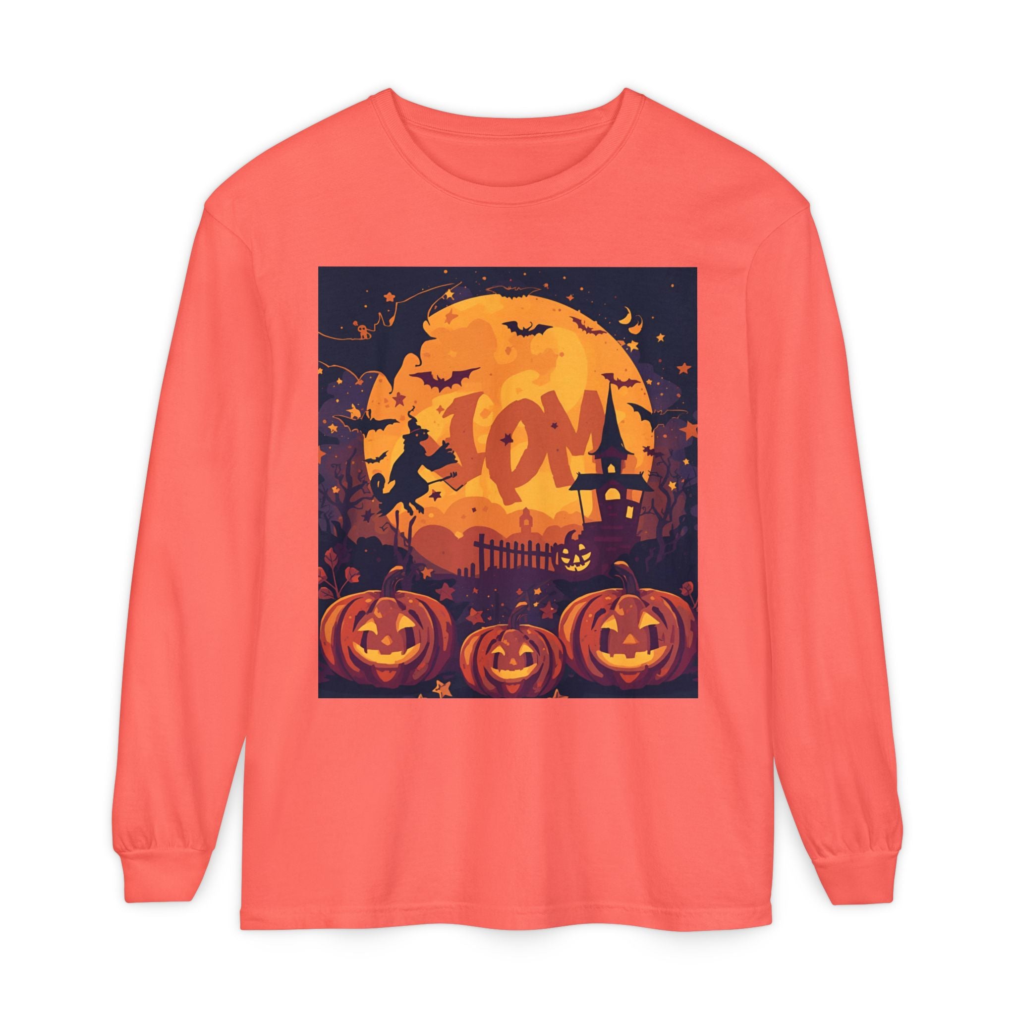 Halloween Pumpkin Long Sleeve T-Shirt, Unisex Spooky Shirt, Fall Apparel, Halloween Costume, Cozy Autumn Top, Halloween Party Wear