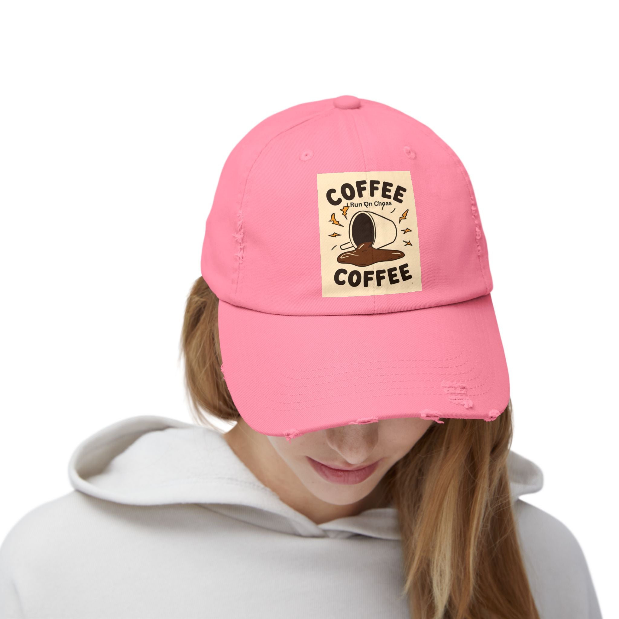 Coffee Coffee Unisex Distressed Cap