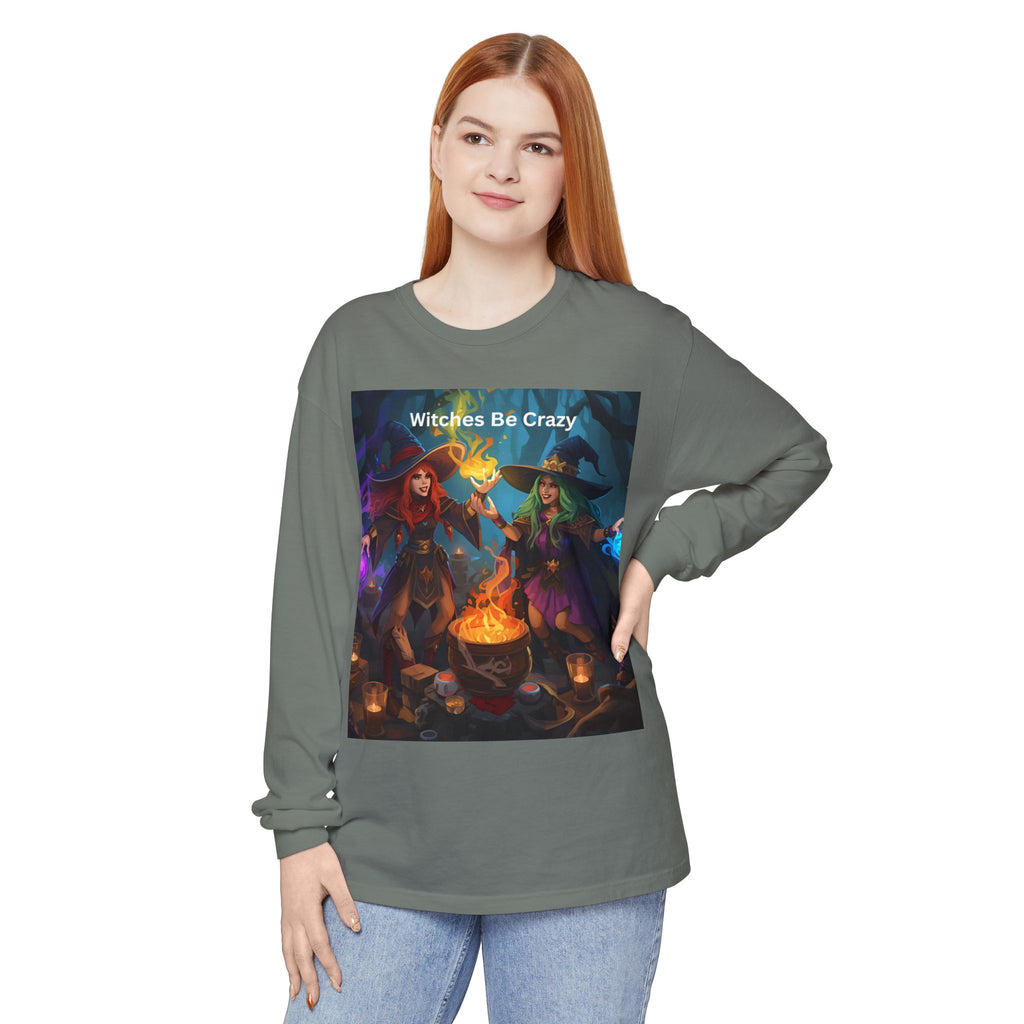 Spooky Halloween Witches Be Crazy Long Sleeve T-Shirt, Halloween Top, Witchy Apparel, Unisex Shirt, Spooky Gift, Casual Wear