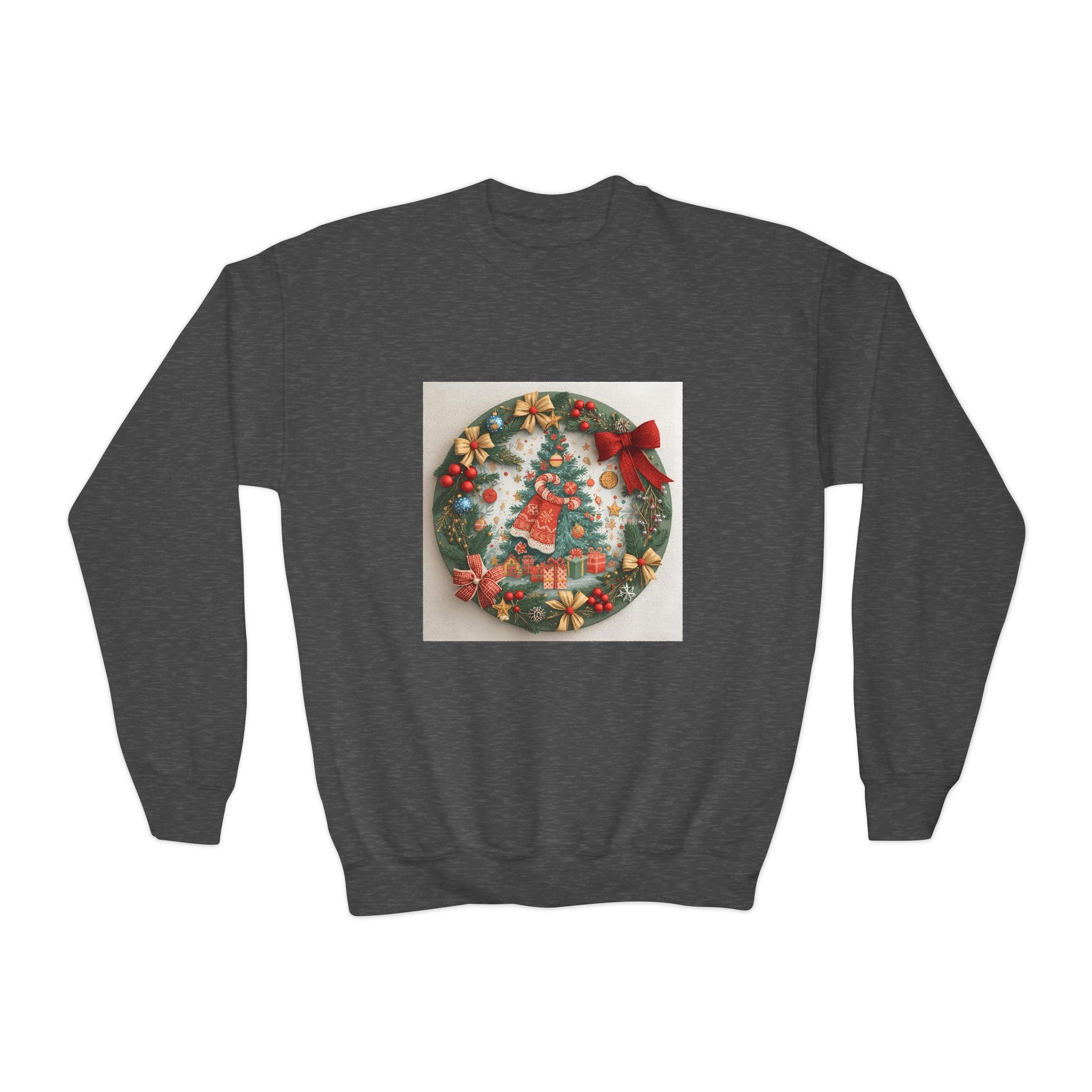 Christmas Wreath Youth Crewneck Sweatshirt