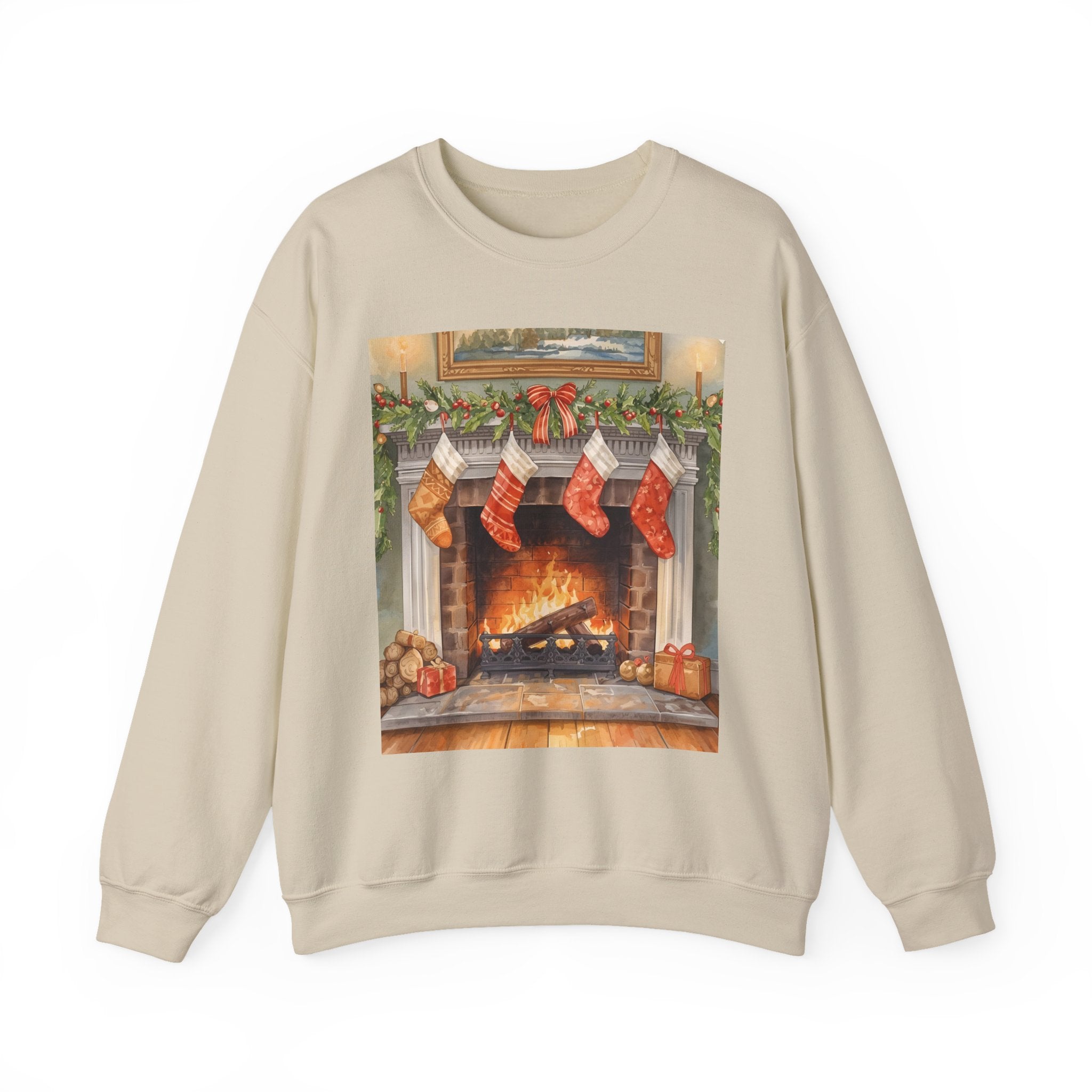 Christmas Stocking Fireplace Unisex Heavy Blend™ Crewneck Sweatshirt