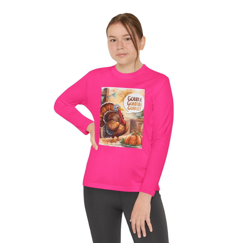 Thanksgiving Turkey Youth Long Sleeve Competitor Tee