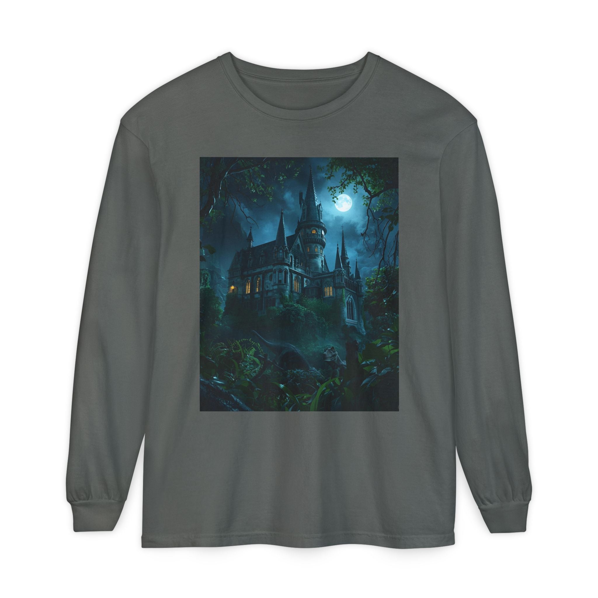 Mystical Night Scene Unisex Garment-dyed Long Sleeve T-Shirt