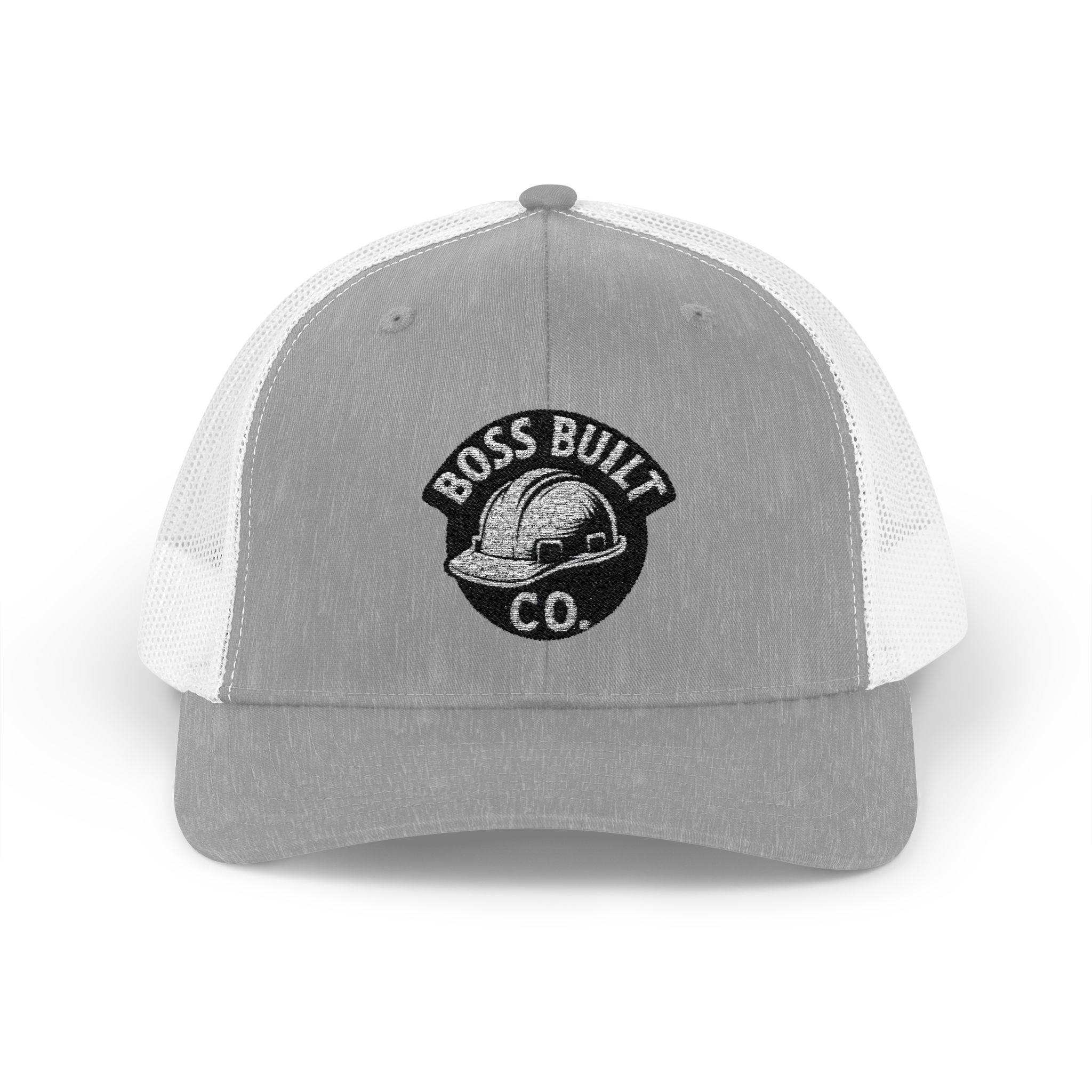 Boss Built Co. Mesh Trucker Cap — Vintage Hard Hat Logo Snapback