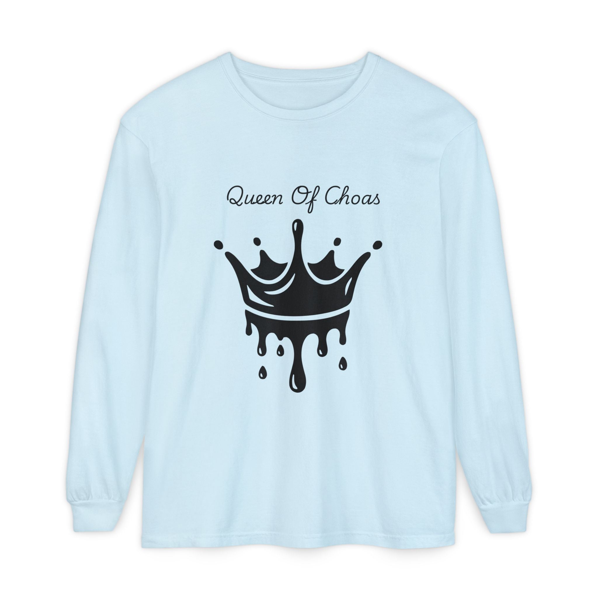 Queen of Chaos Long Sleeve T-Shirt - Stylish Unisex Apparel for Creative Souls, Casual Wear, Gift for Her, Birthday, Everyday Style